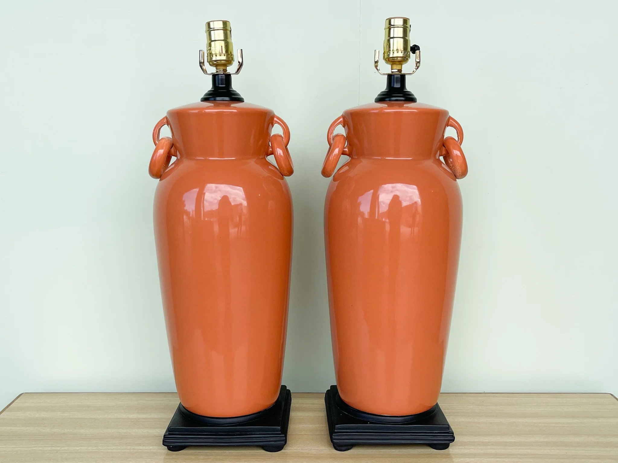 Pair of Orange Ceramic Lamps - Image 7