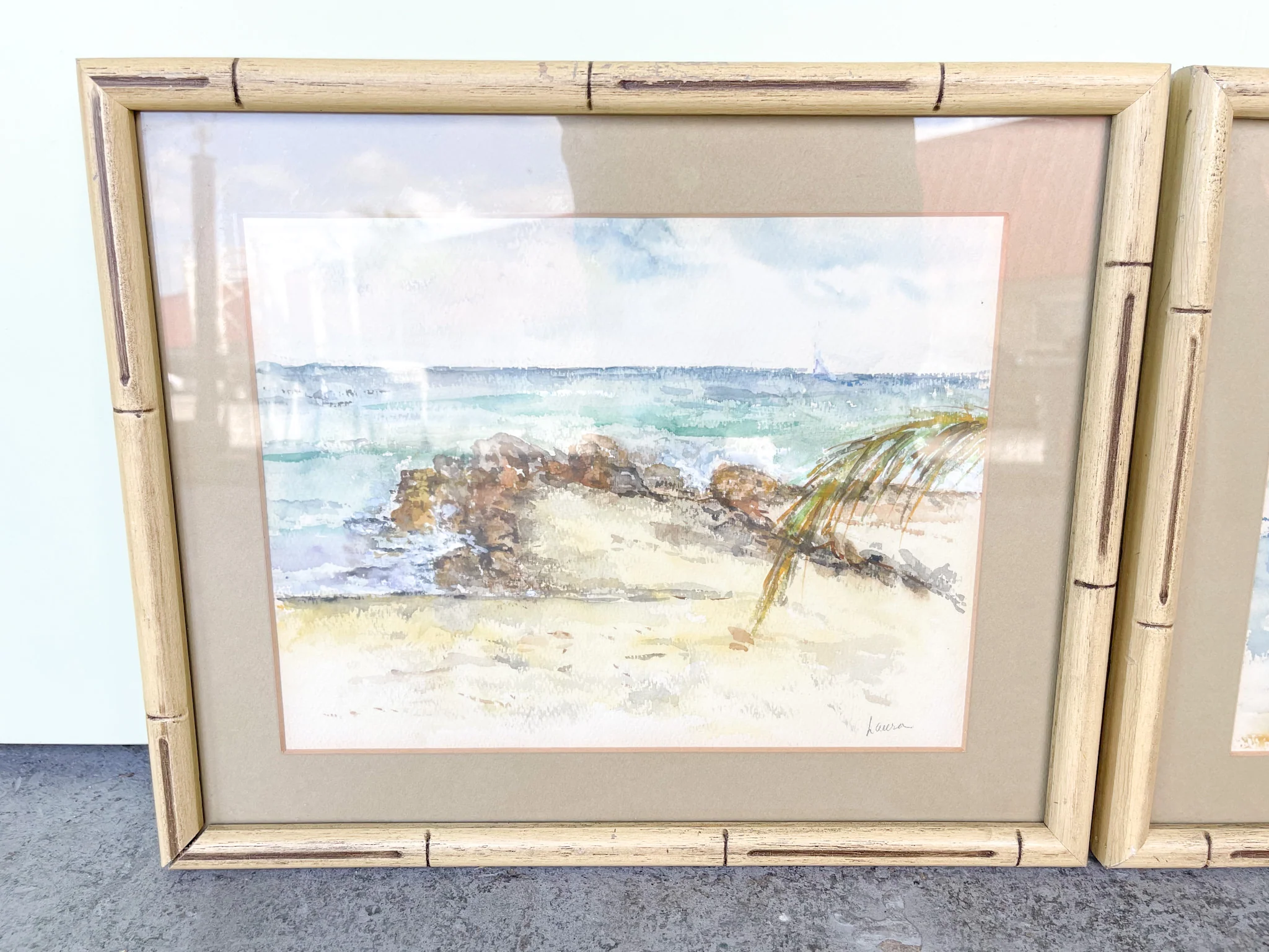 Pair of Original Water Color Beach Art - Image 2