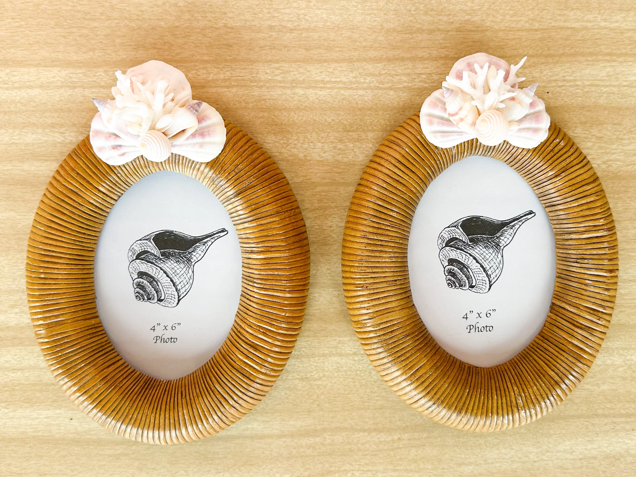 Pair of Oval Rattan Shell Frames - Image 5