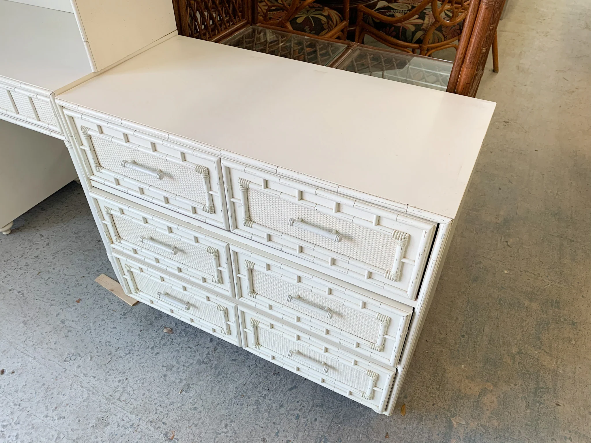 Faux Bamboo Oversized Chest with Hutch - Image 3