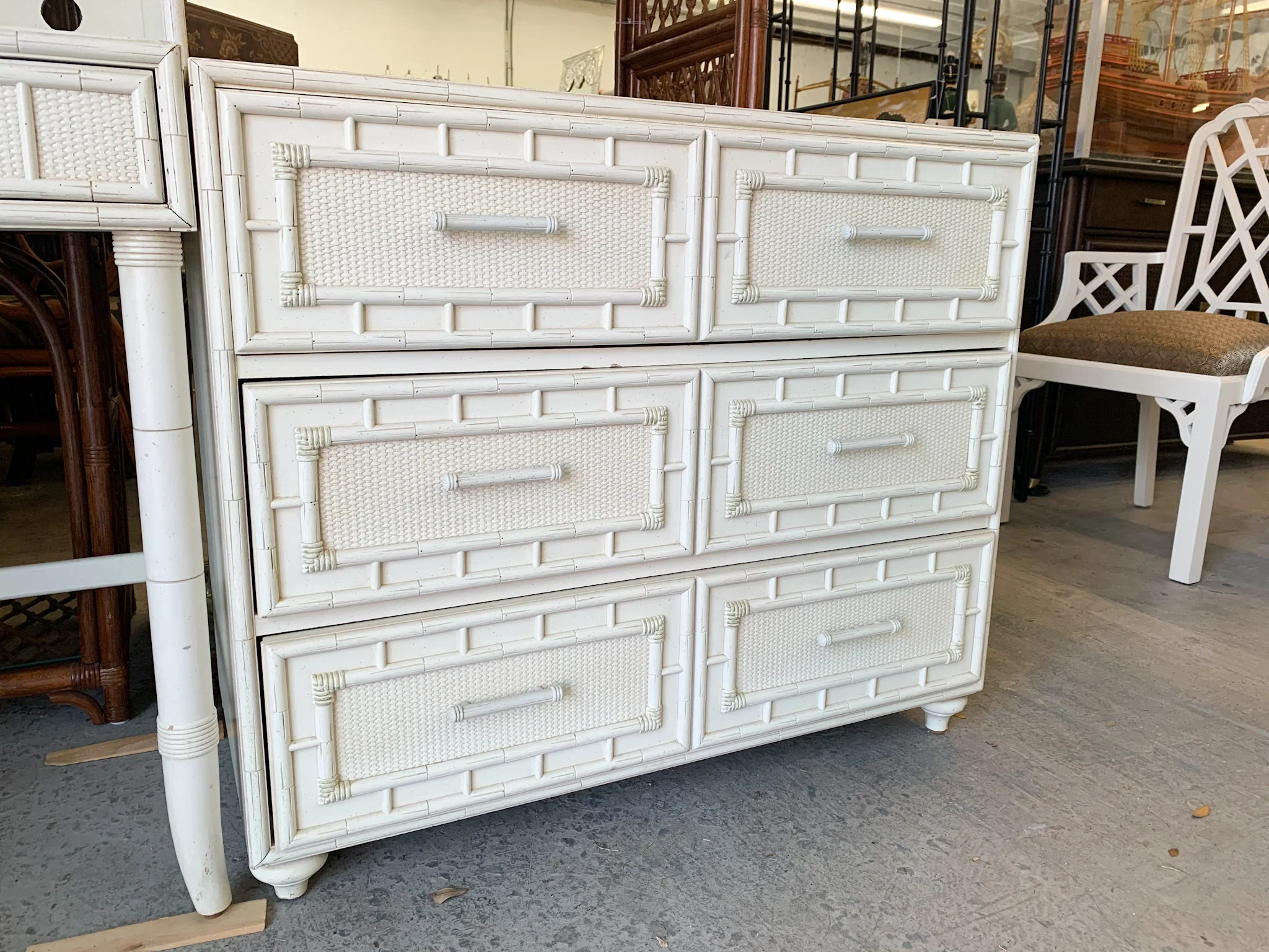 Faux Bamboo Oversized Chest with Hutch - Image 4