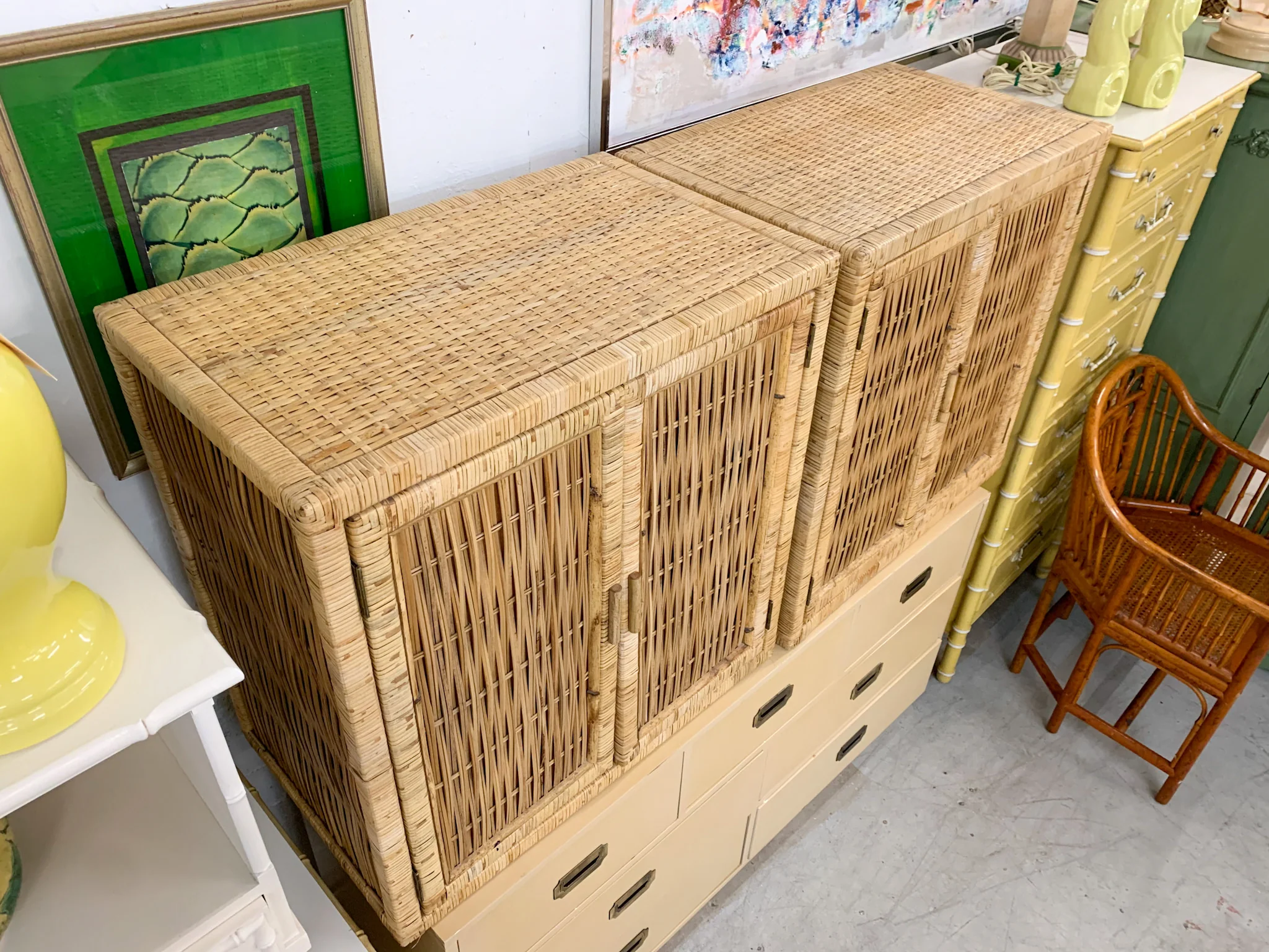 Pair of Oversized Island Style Rattan Chests - Image 4
