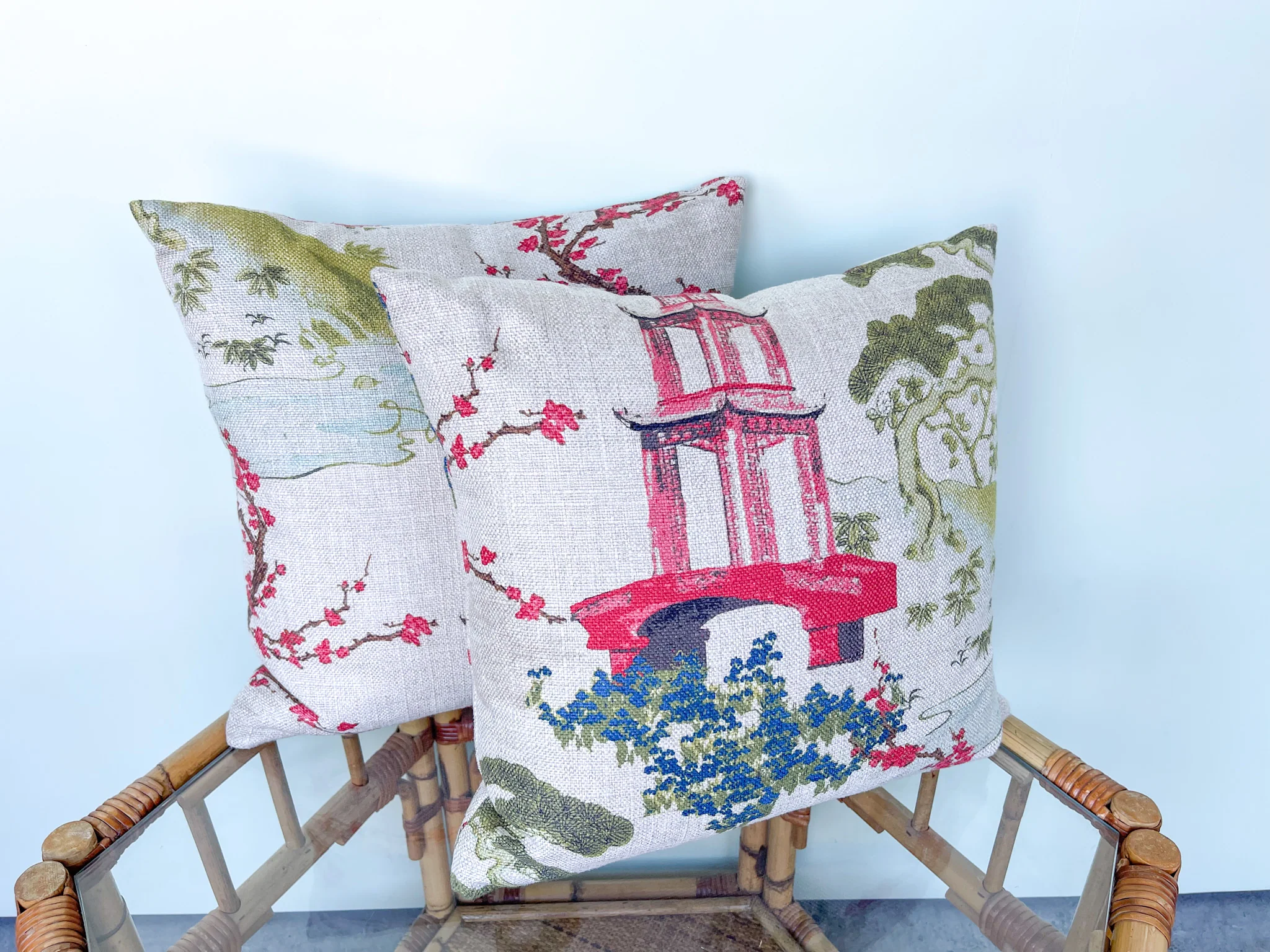 Pair of Linen Pagoda Pillows