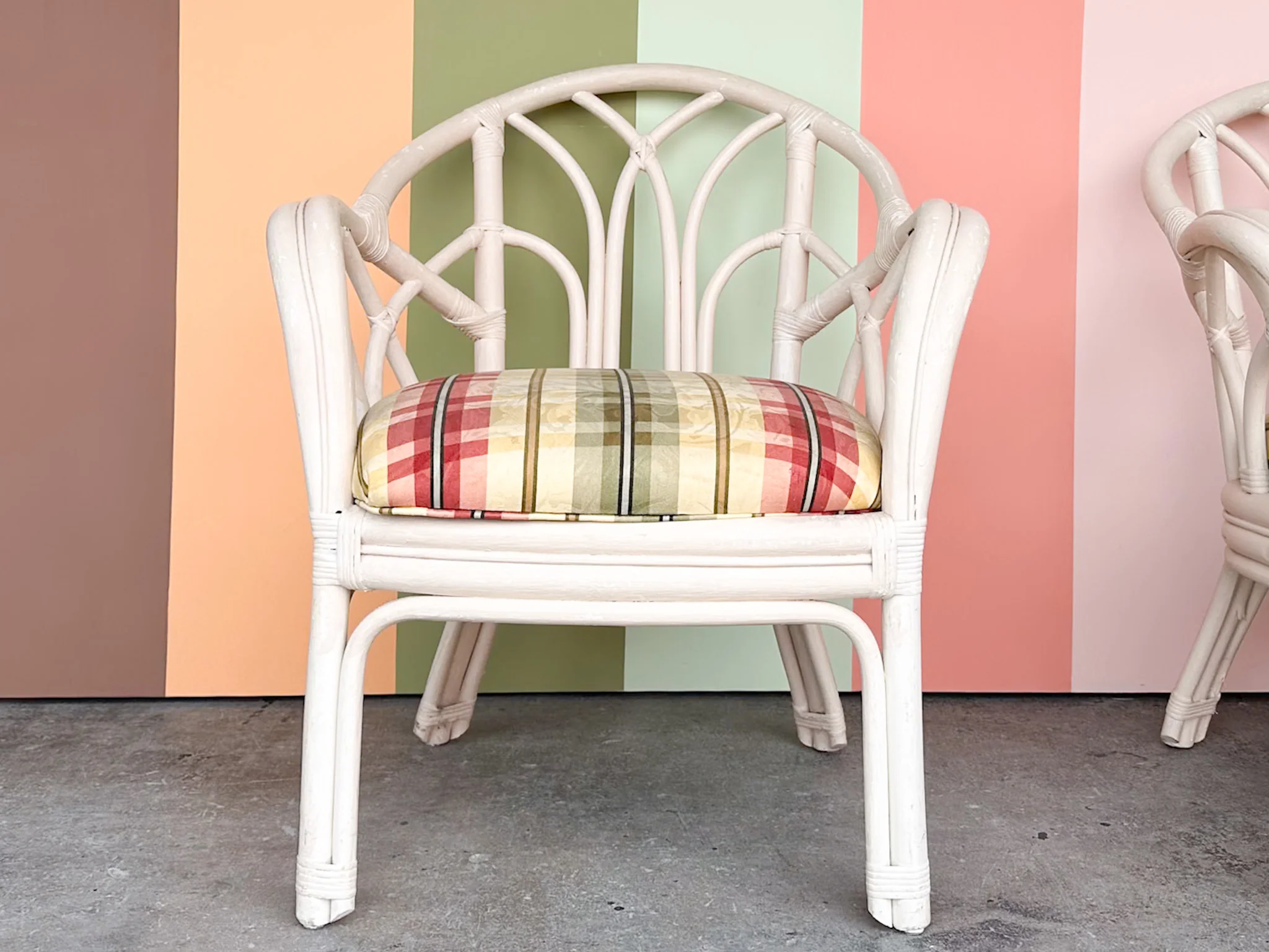 Pair of Painted Rattan Lounge Chairs - Image 6