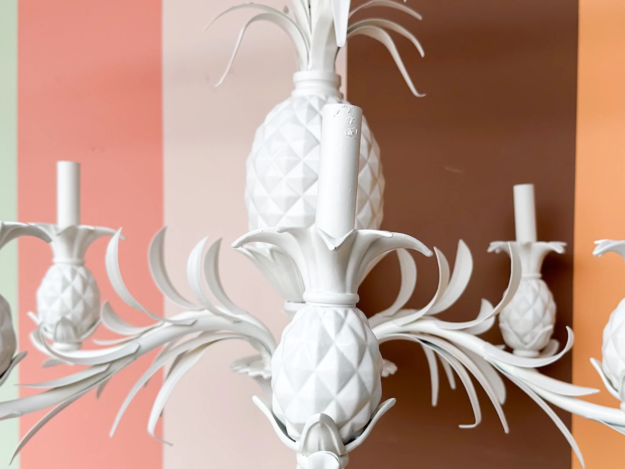 Newly Painted Tole Pineapple Chandelier - Image 5