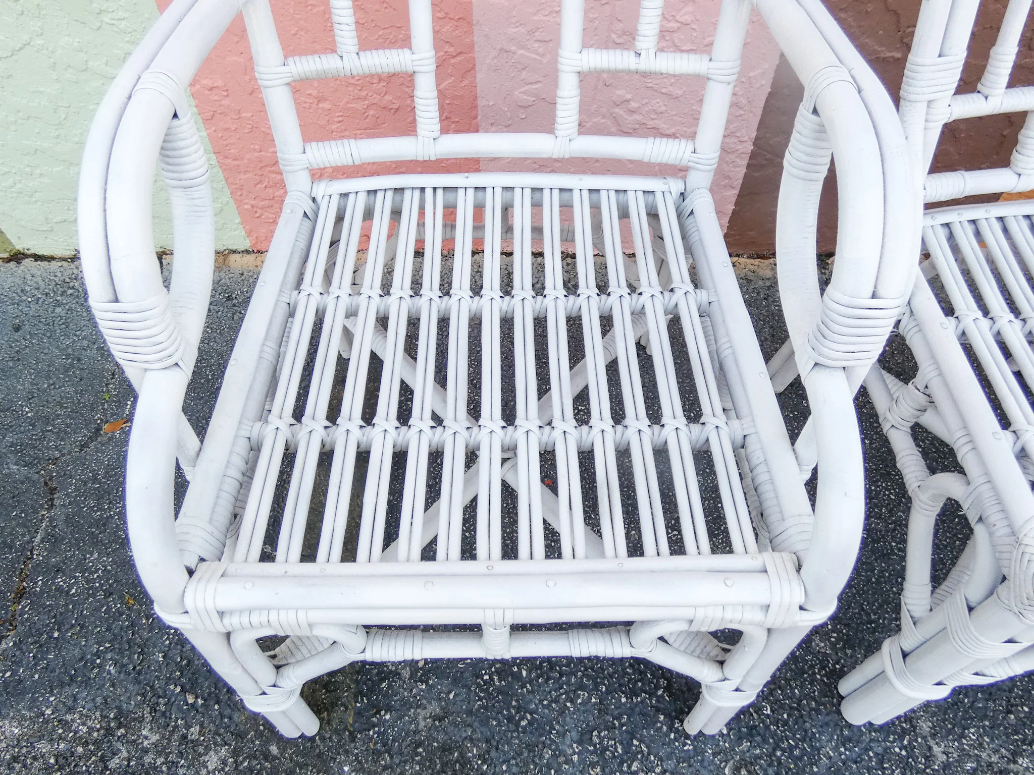 Pair of Painted Rattan Arm Chairs - Image 10