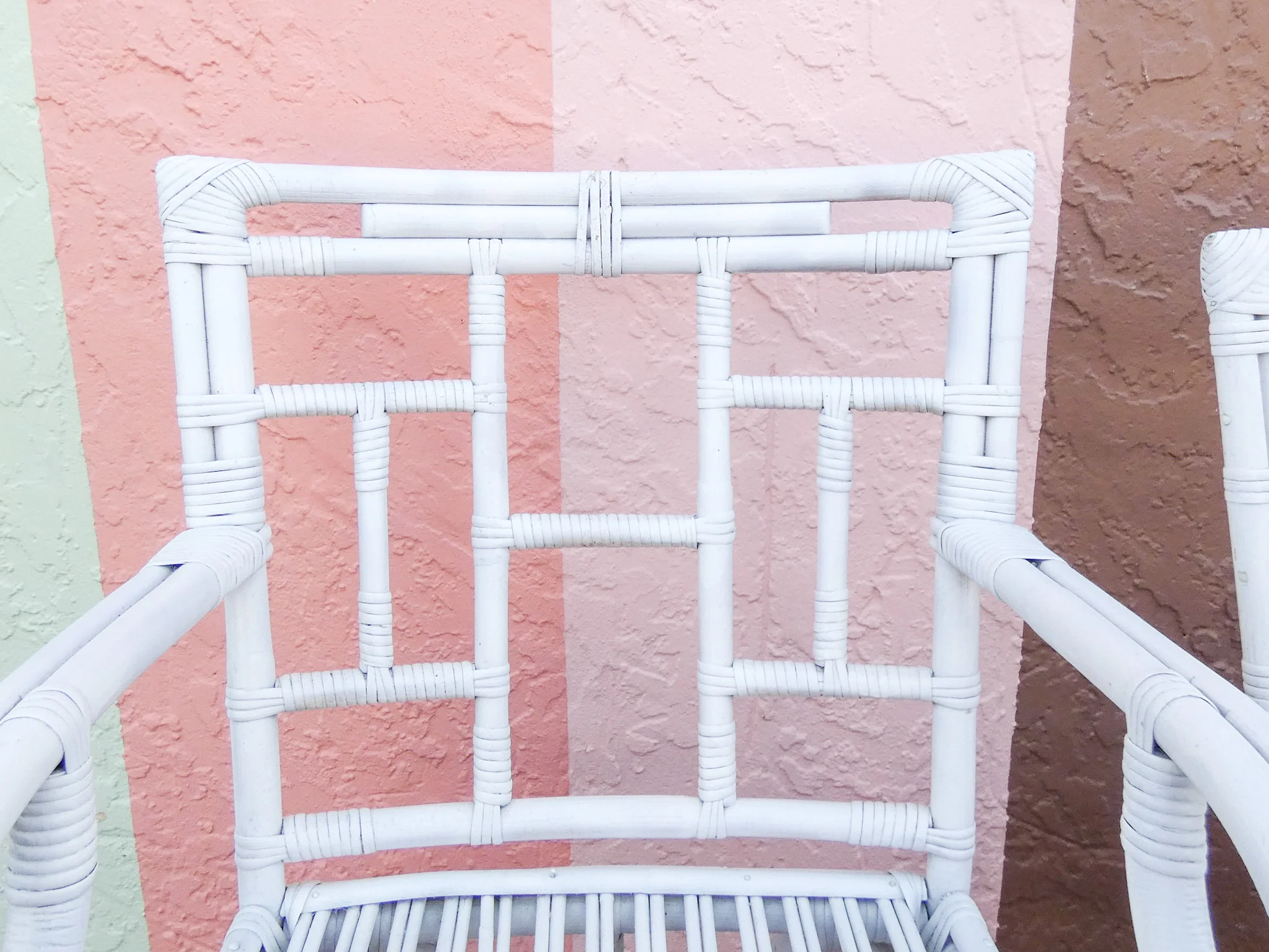 Pair of Painted Rattan Arm Chairs - Image 12