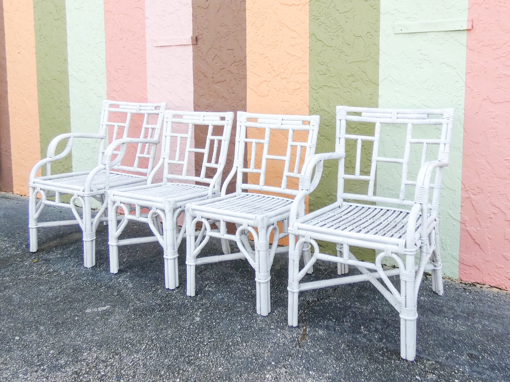 Pair of Painted Rattan Arm Chairs - Image 5