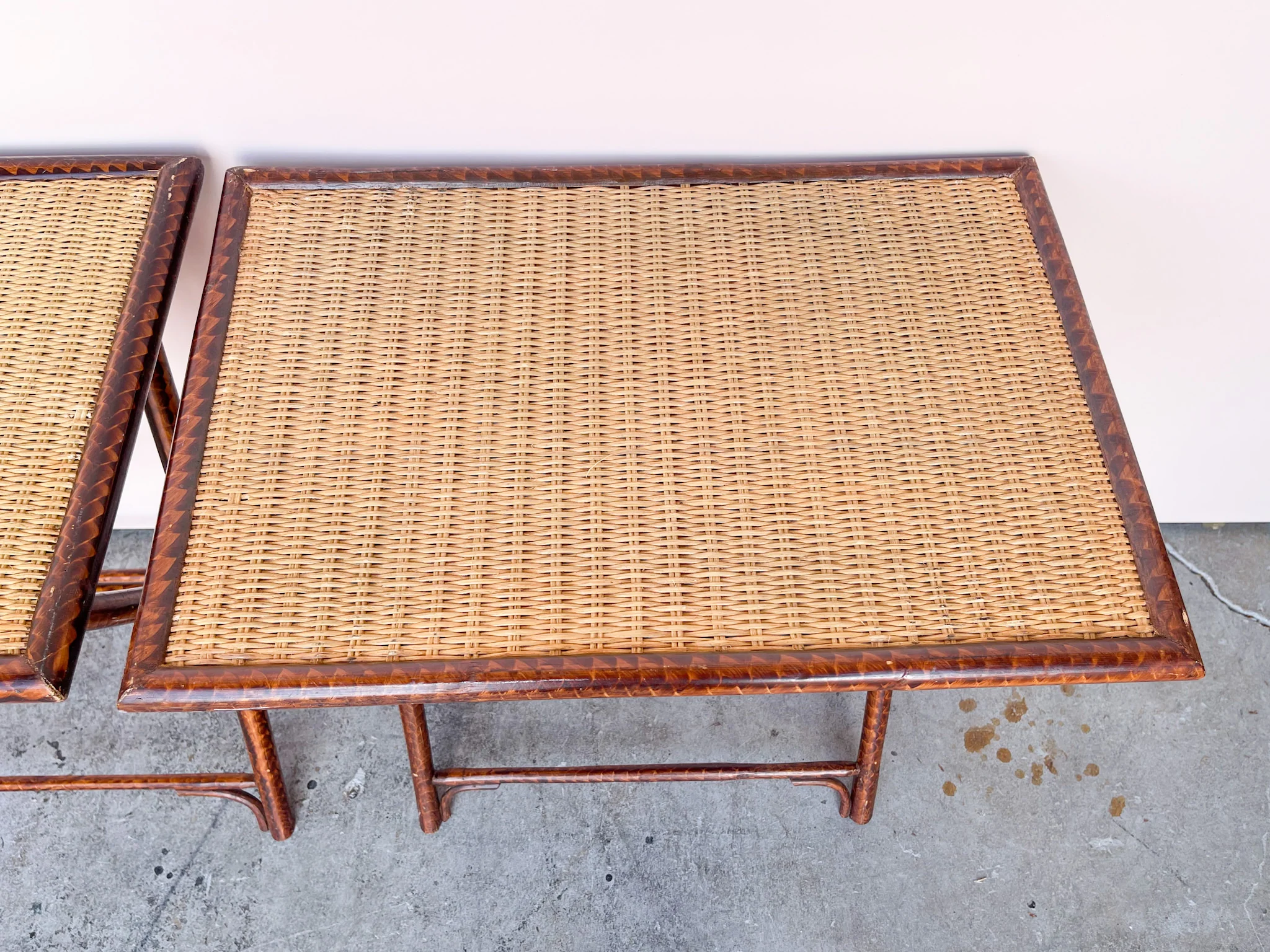 Pair of Palecek Rattan Folding Trays - Image 2