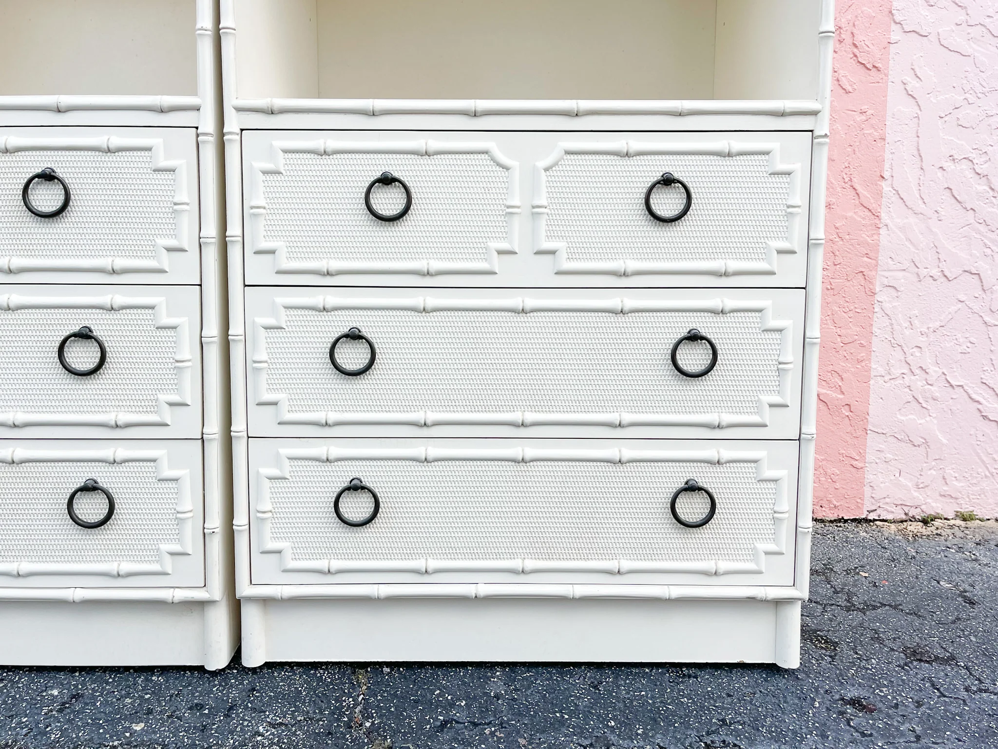 Pair of Palm Beach Chic Faux Bamboo Cabinets - Image 10