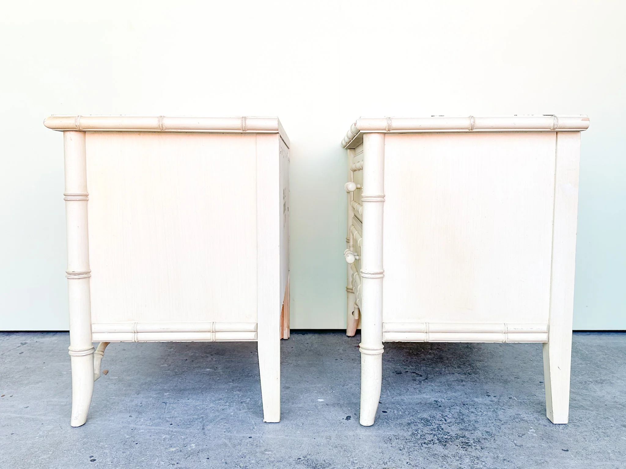 Pair of Palm Beach Chic Faux Bamboo Nightstands - Image 10