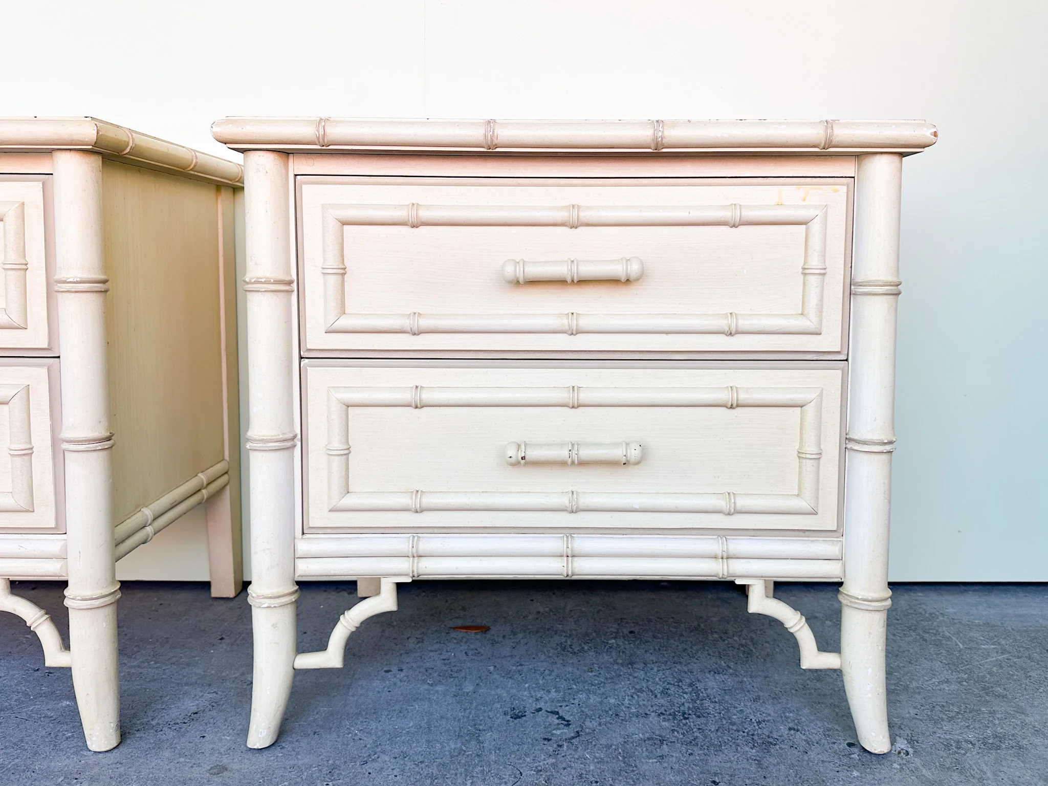 Pair of Palm Beach Chic Faux Bamboo Nightstands - Image 6