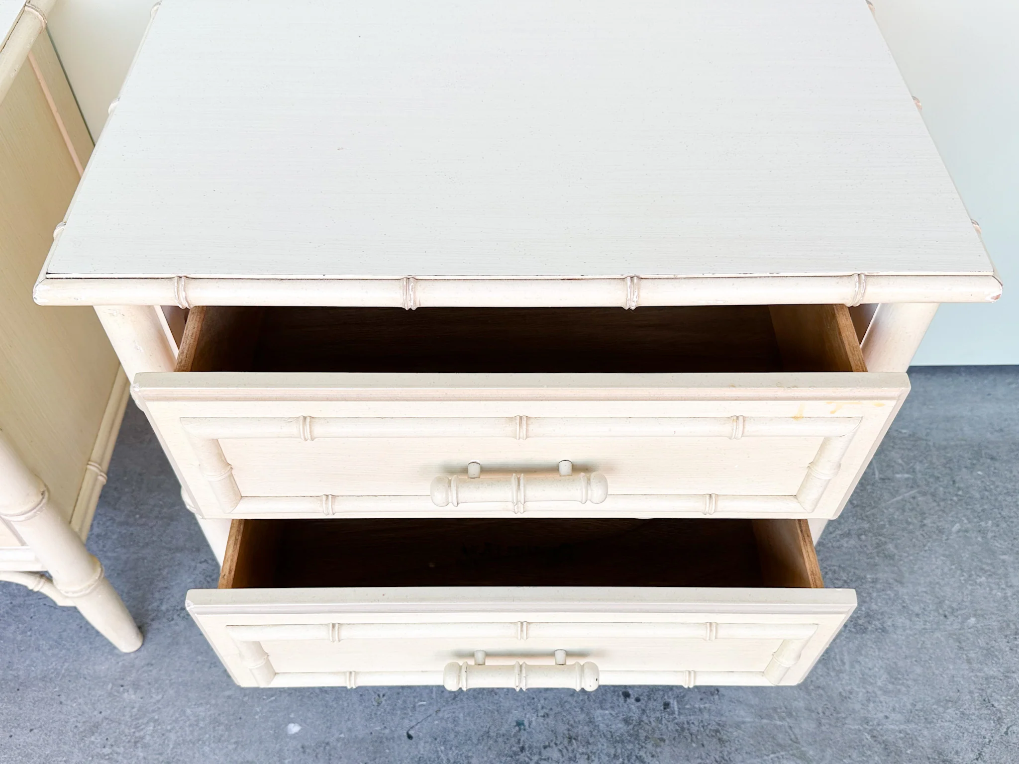 Pair of Palm Beach Chic Faux Bamboo Nightstands - Image 8