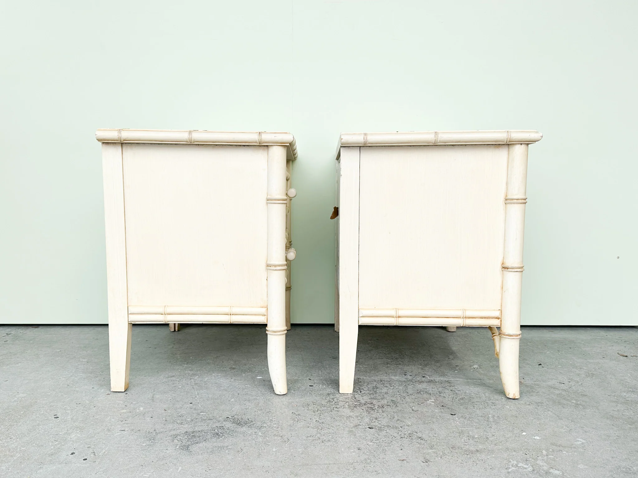 Pair of Palm Beach Chic Faux Bamboo Nightstands - Image 9