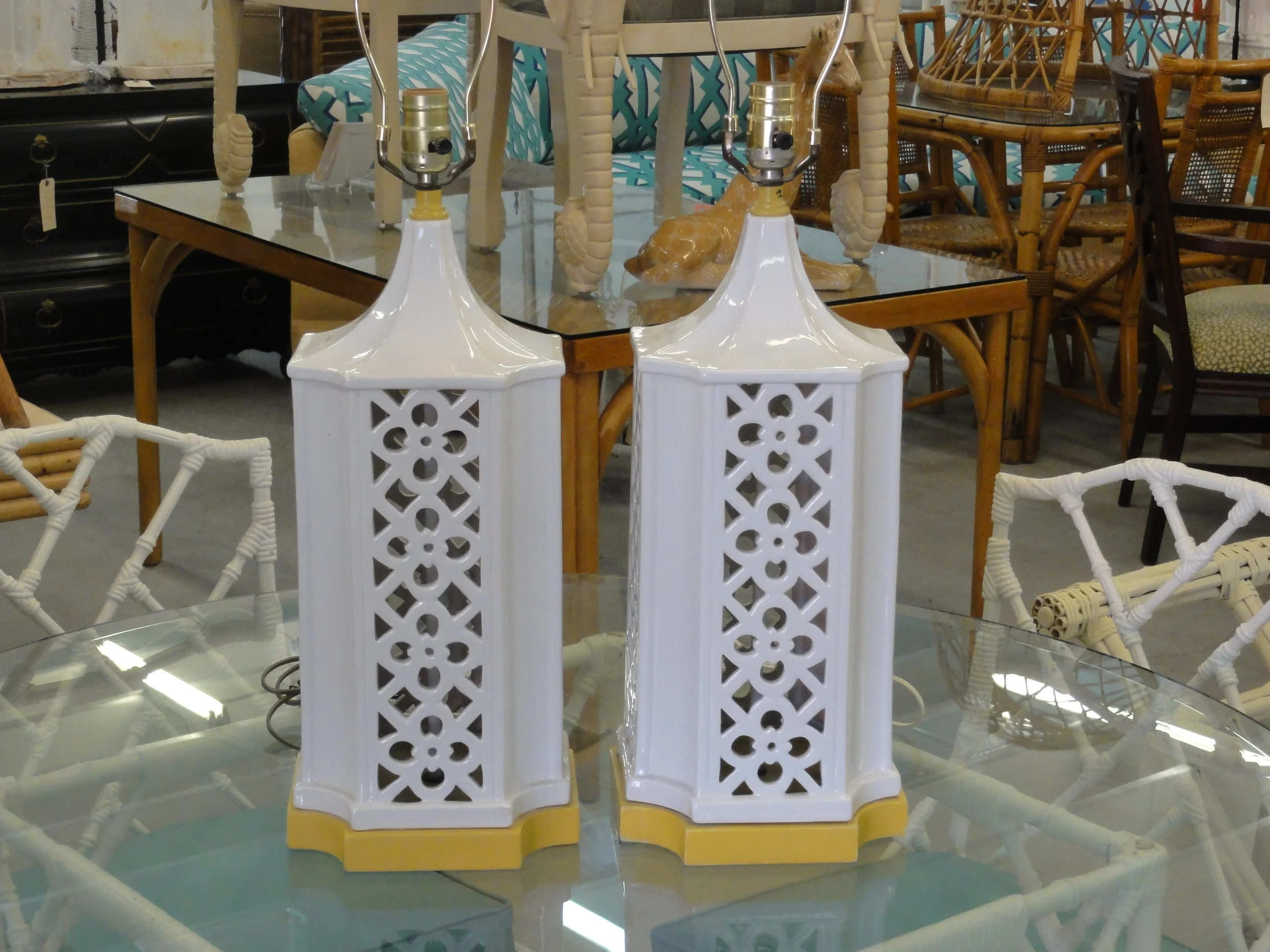 Pair of Palm Beach Italian Fretwork Lamps - Image 3