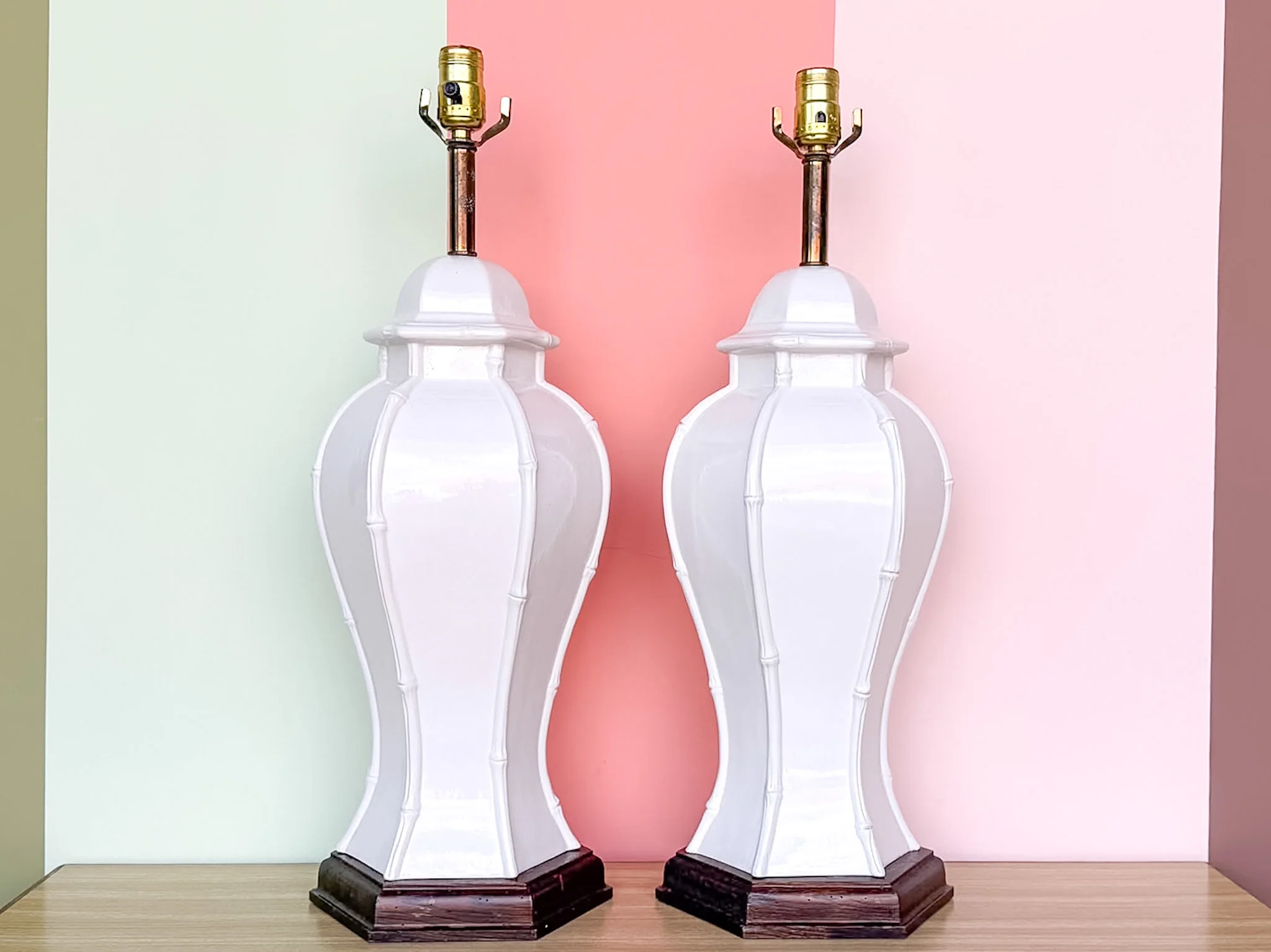 Pair of Palm Beach Style Faux Bamboo Lamps - Image 4