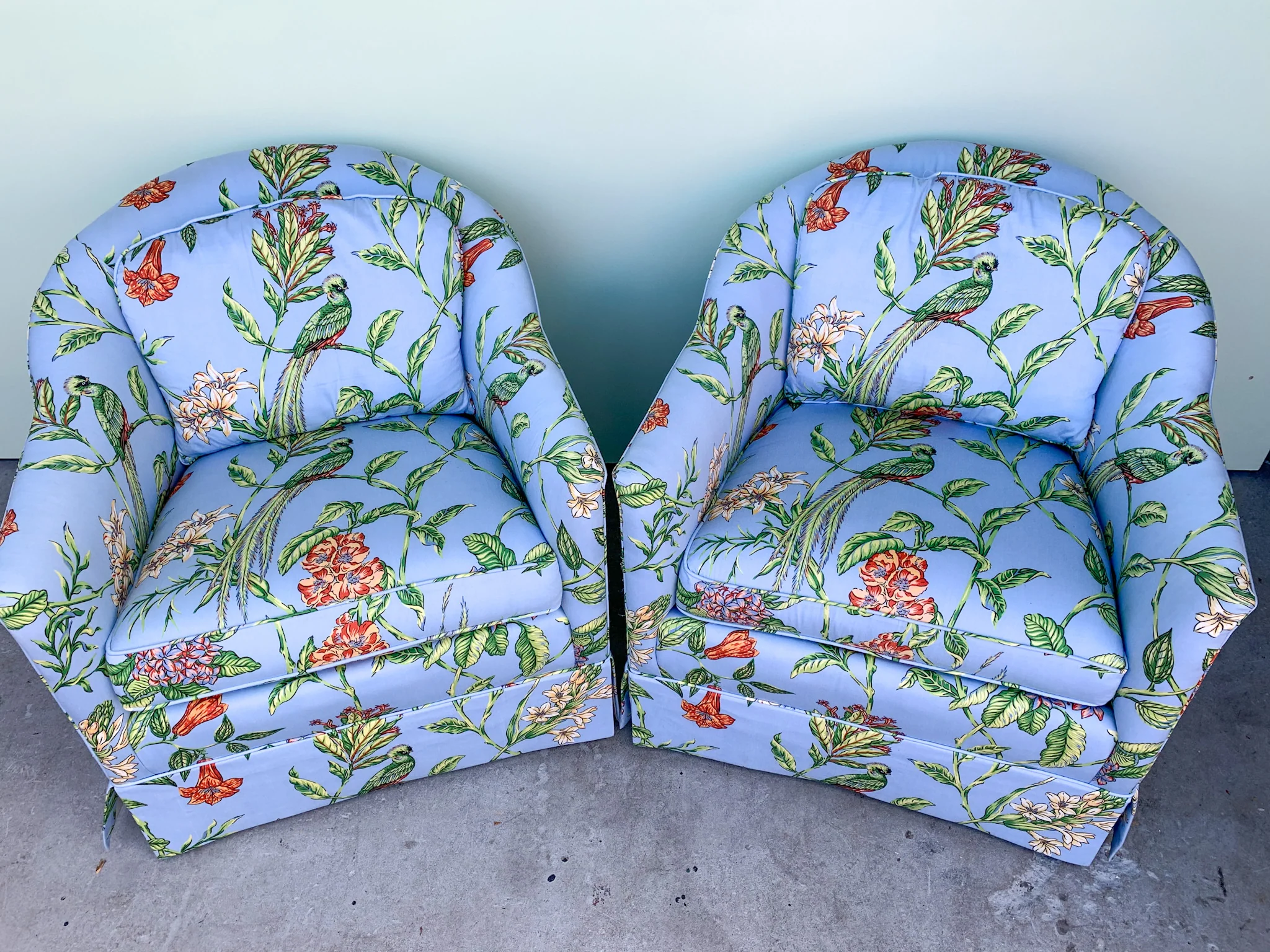 Pair of Palm Beach Upholstered Barrel Chairs - Image 2