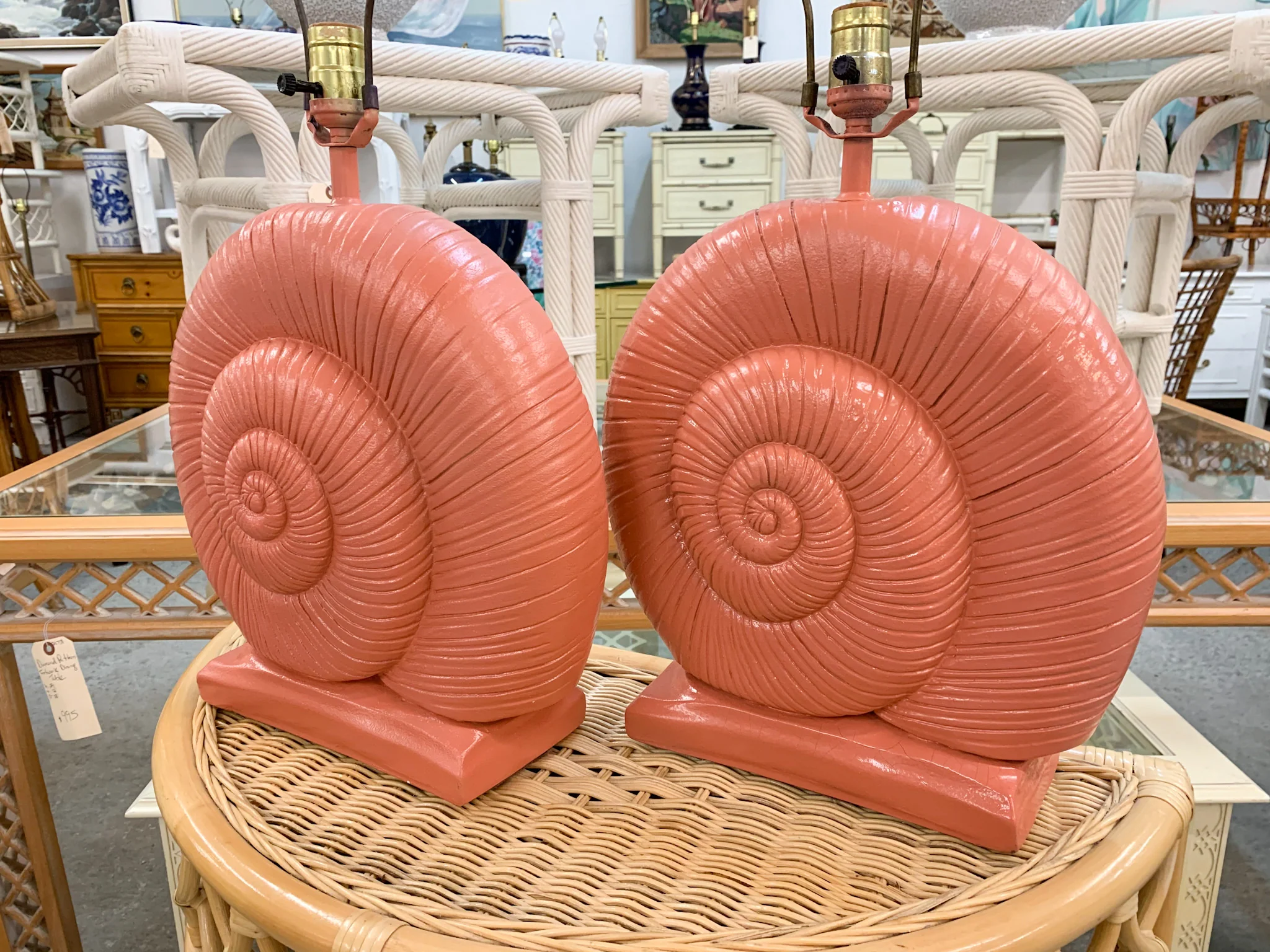 Pair of Palm Beachy Nautilus Lamps - Image 3