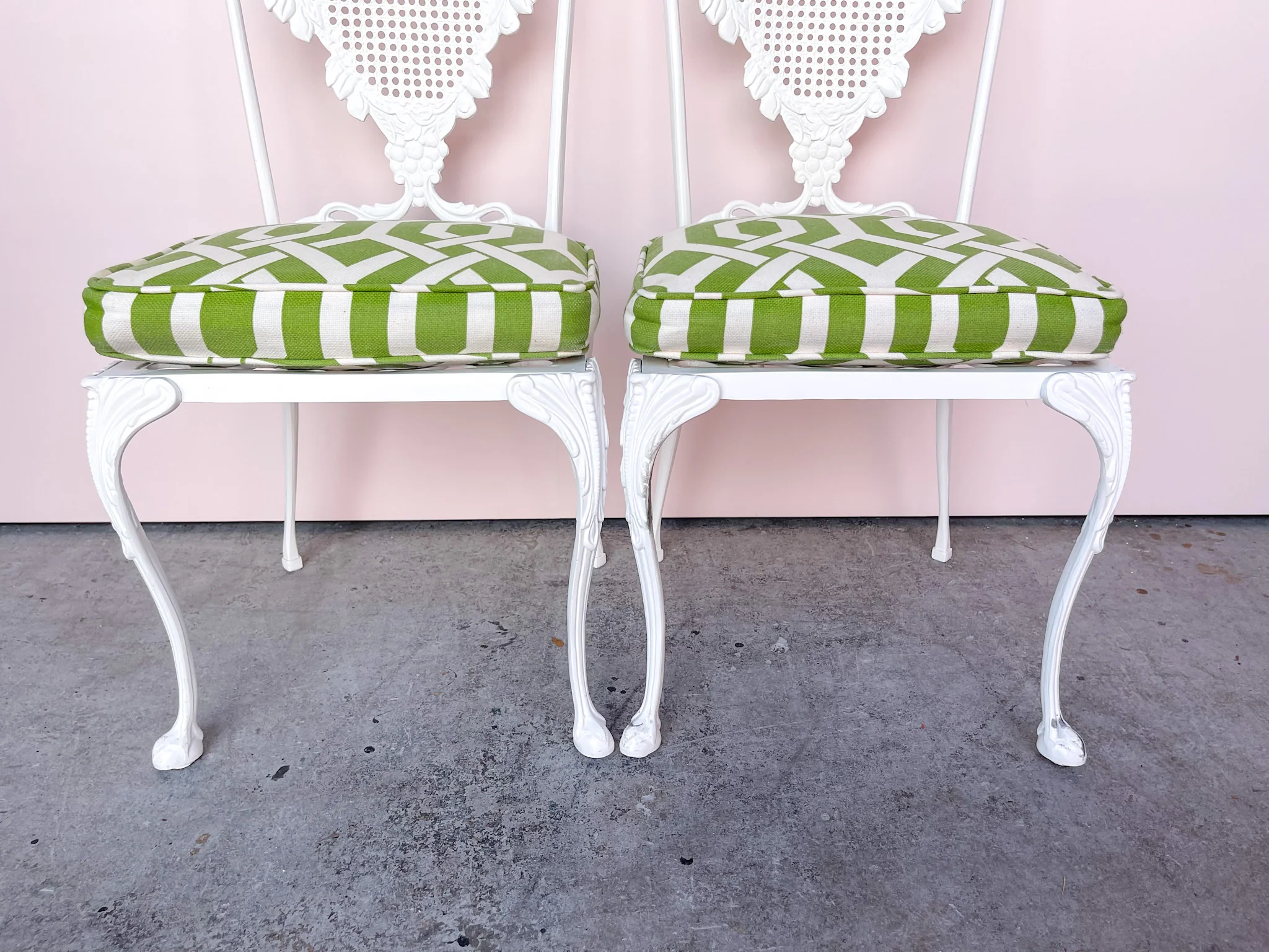Pair of Palm Beachy Wrought Iron Chairs - Image 3