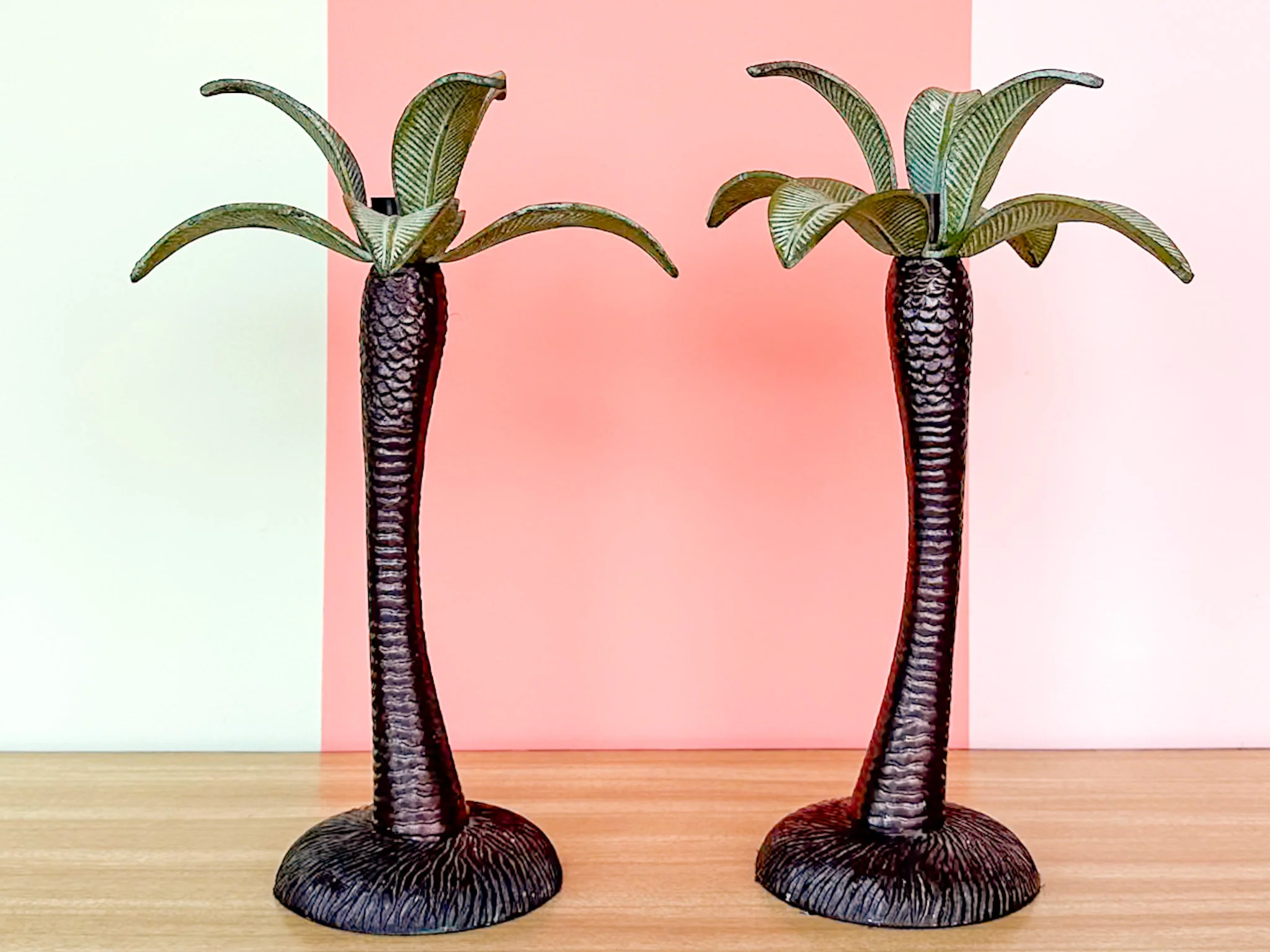 Pair of Palm Tree Candlesticks - Image 4