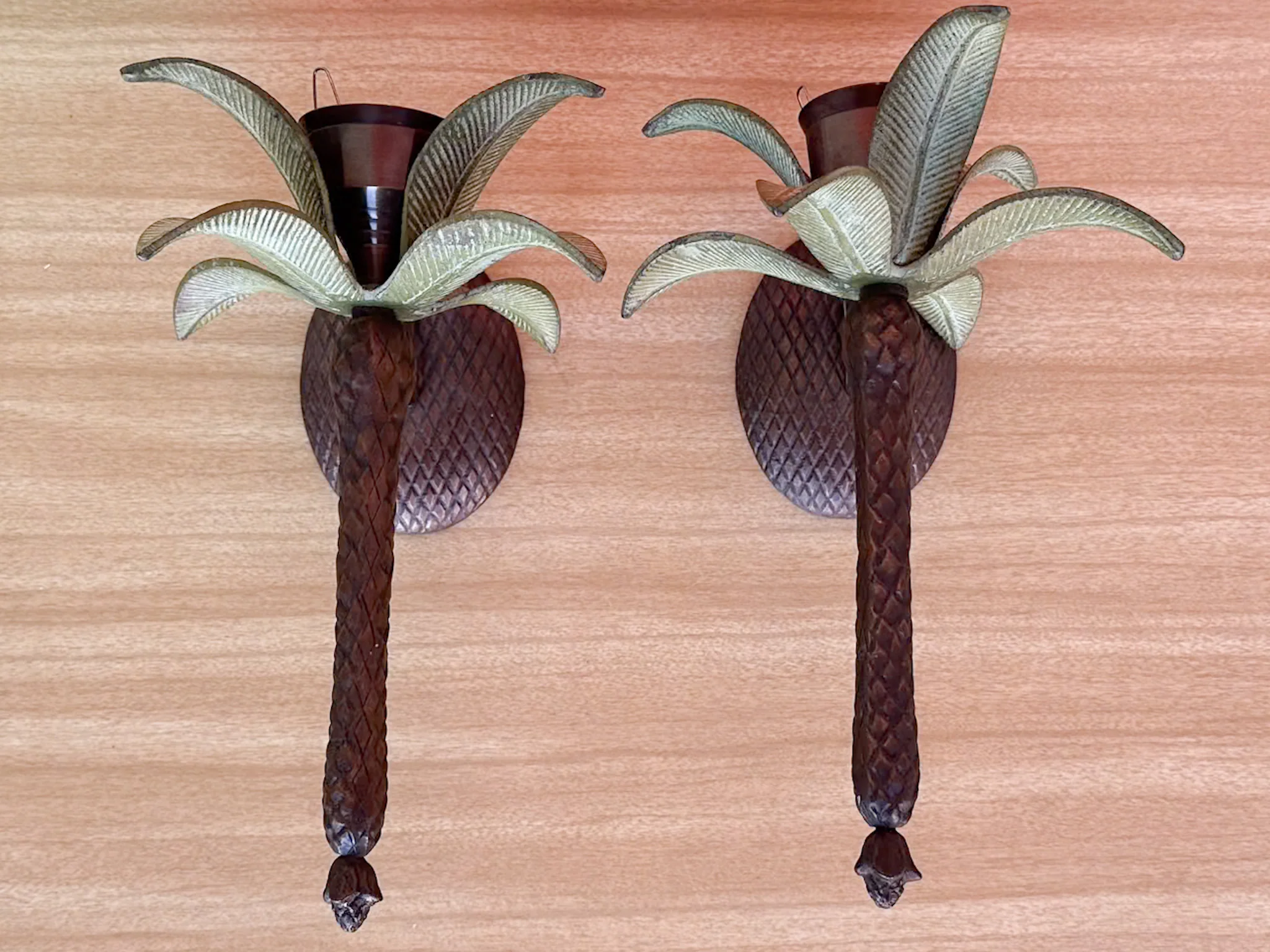 Pair of Palm Tree Wall Sconces - Image 2