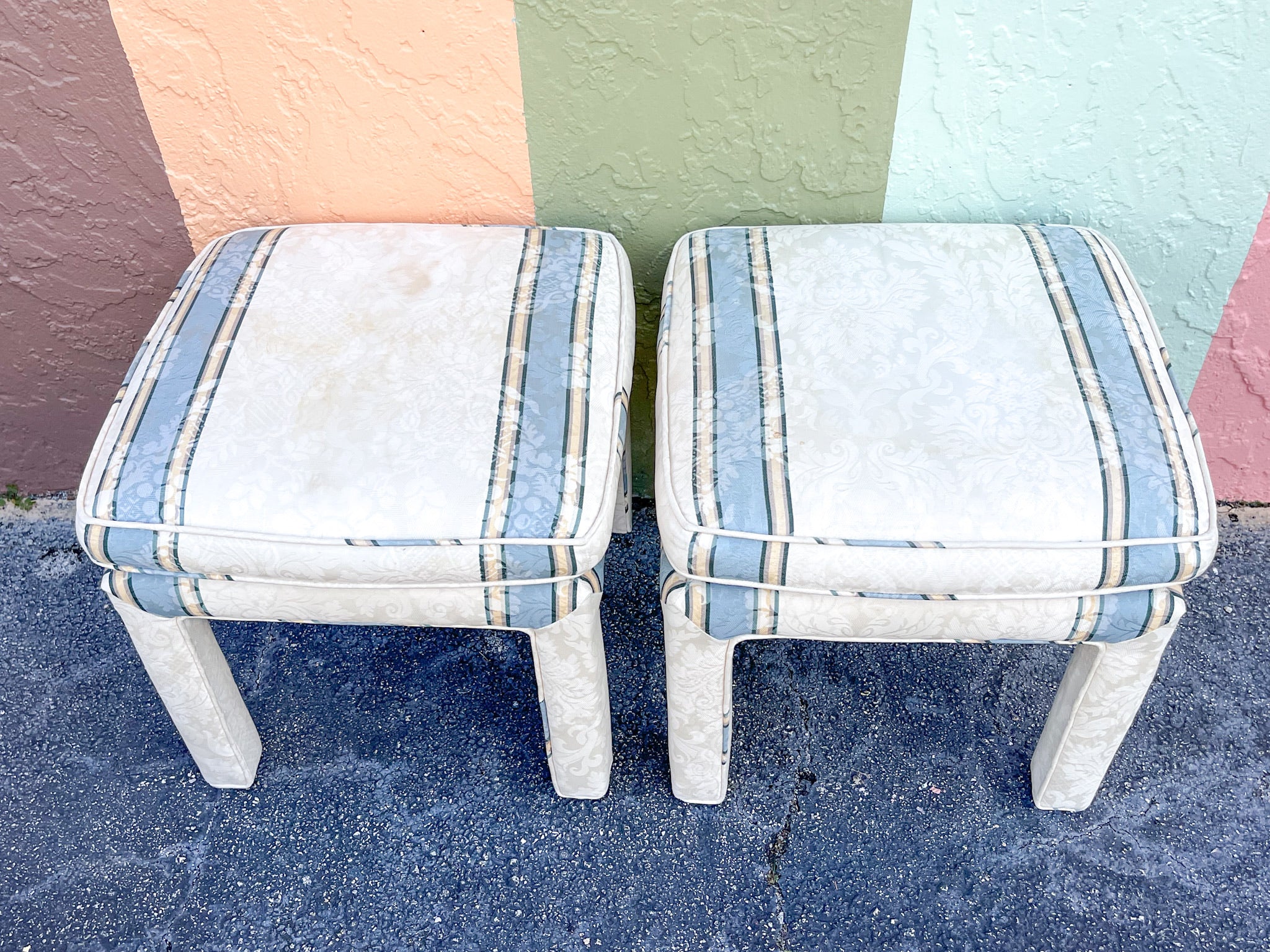Pair of Parsons Style Upholstered Stools - Image 3
