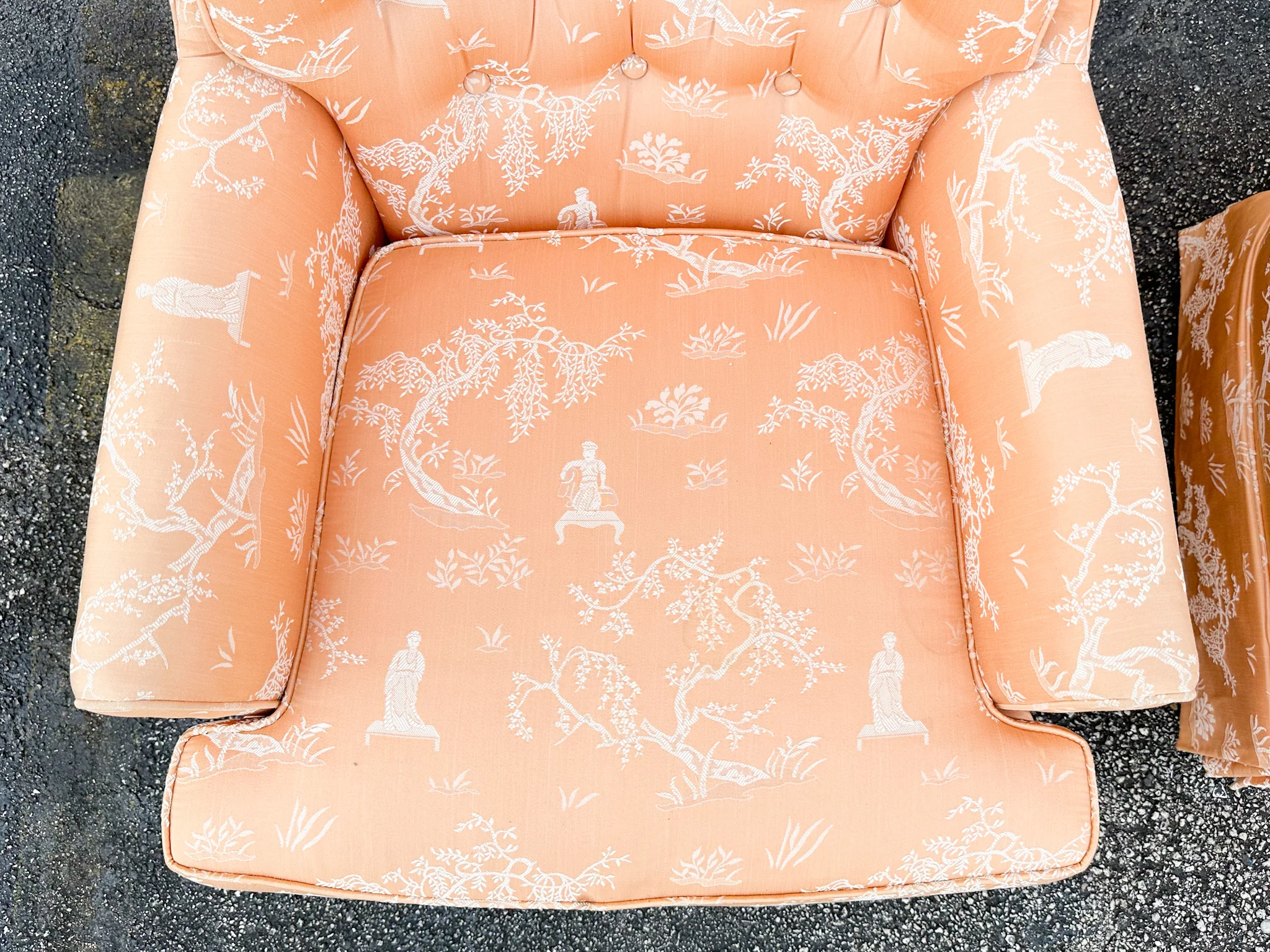 Pair of Peach Pagoda Upholstered Chairs - Image 7