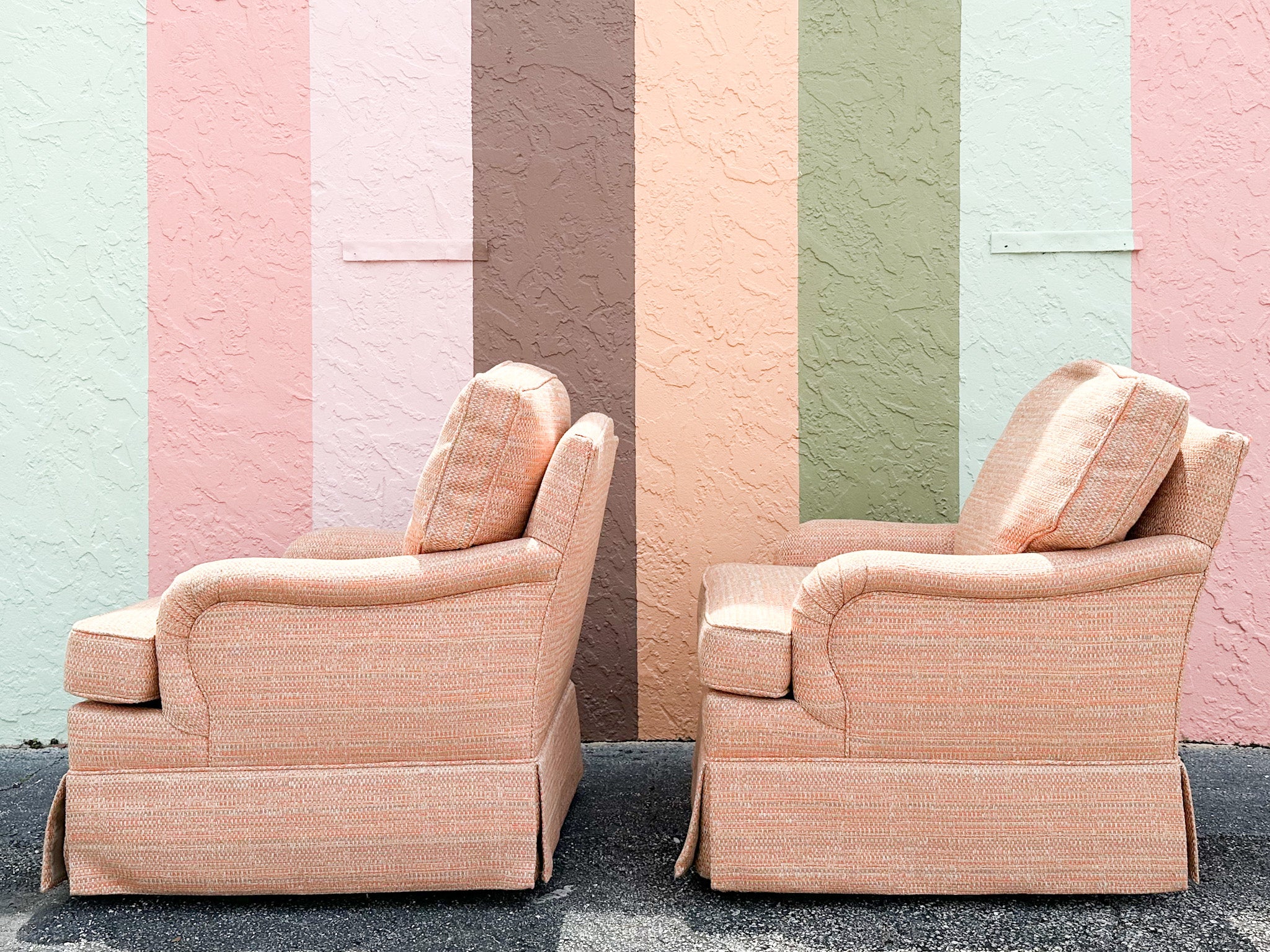Pair of Peach Upholstered Swivel Chairs - Image 13