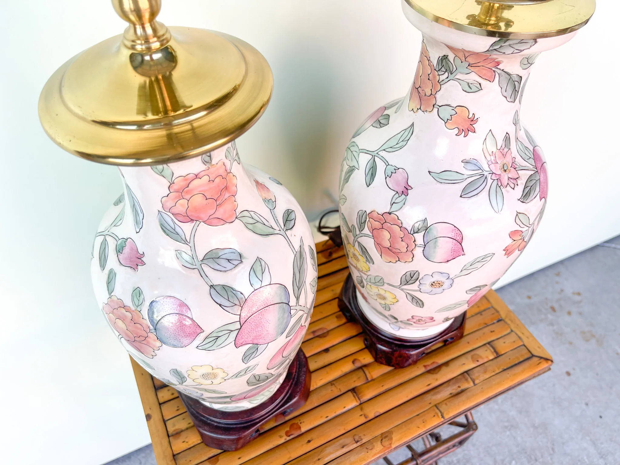 Pair of Peachy Floral Lamps - Image 4