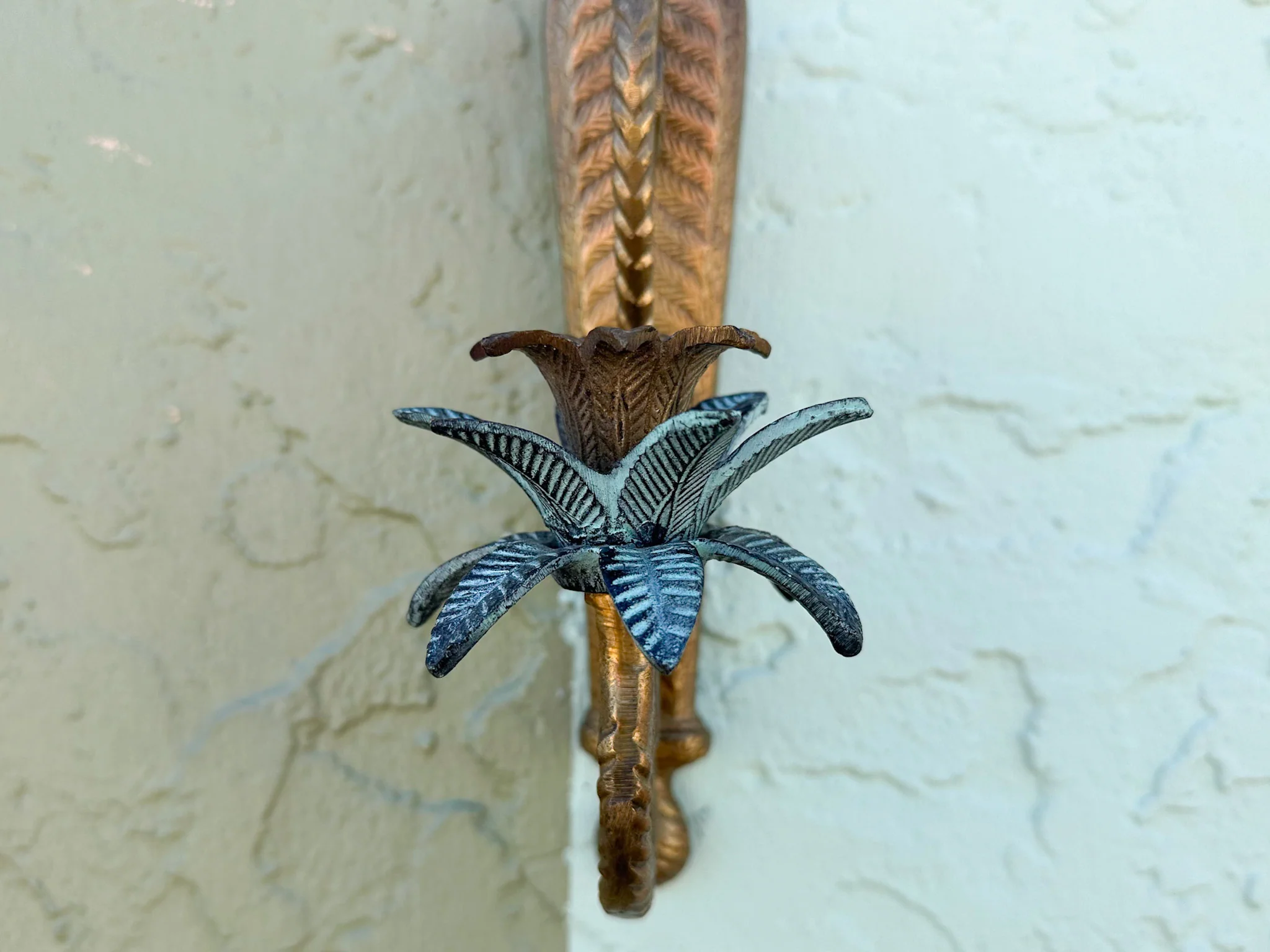 Pair of Petite Brass Palm Wall Sconces - Image 5