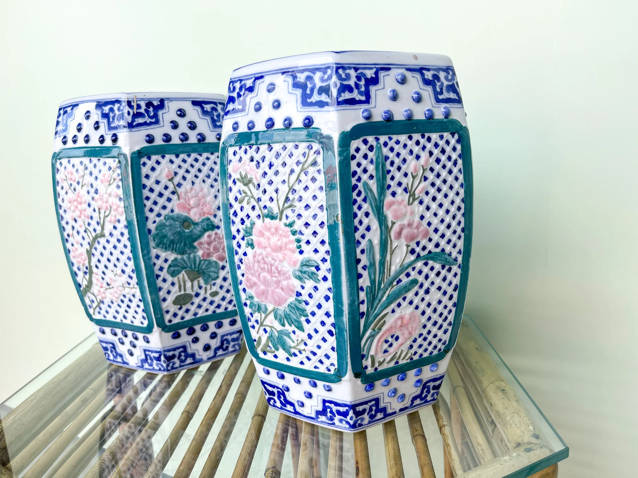Pair of Petite Cherry Blossom Garden Stools - Image 4