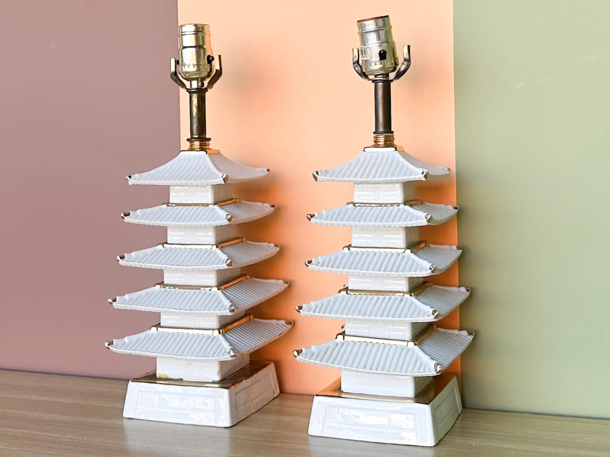 Pair of Petite Pagoda Lamps - Image 2