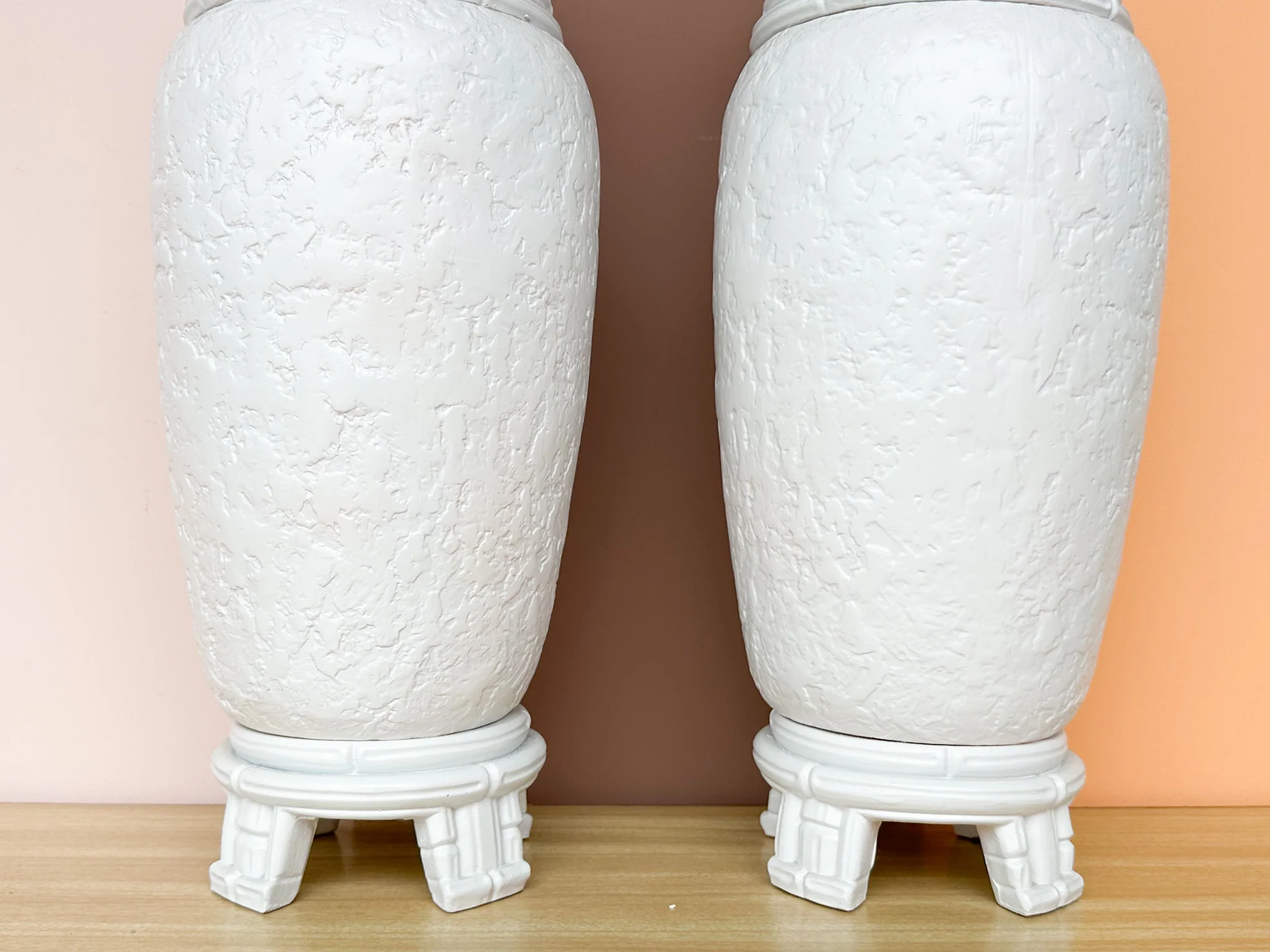 Pair of Plaster Faux Bamboo Lamps - Image 4