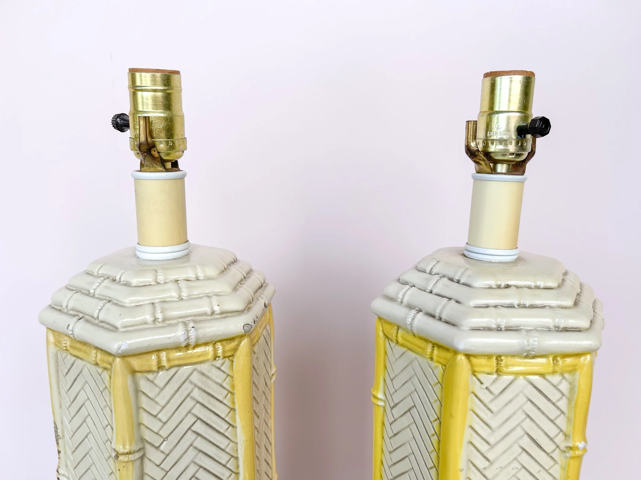 Pair of Plaster Faux Bamboo Lamps - Image 2
