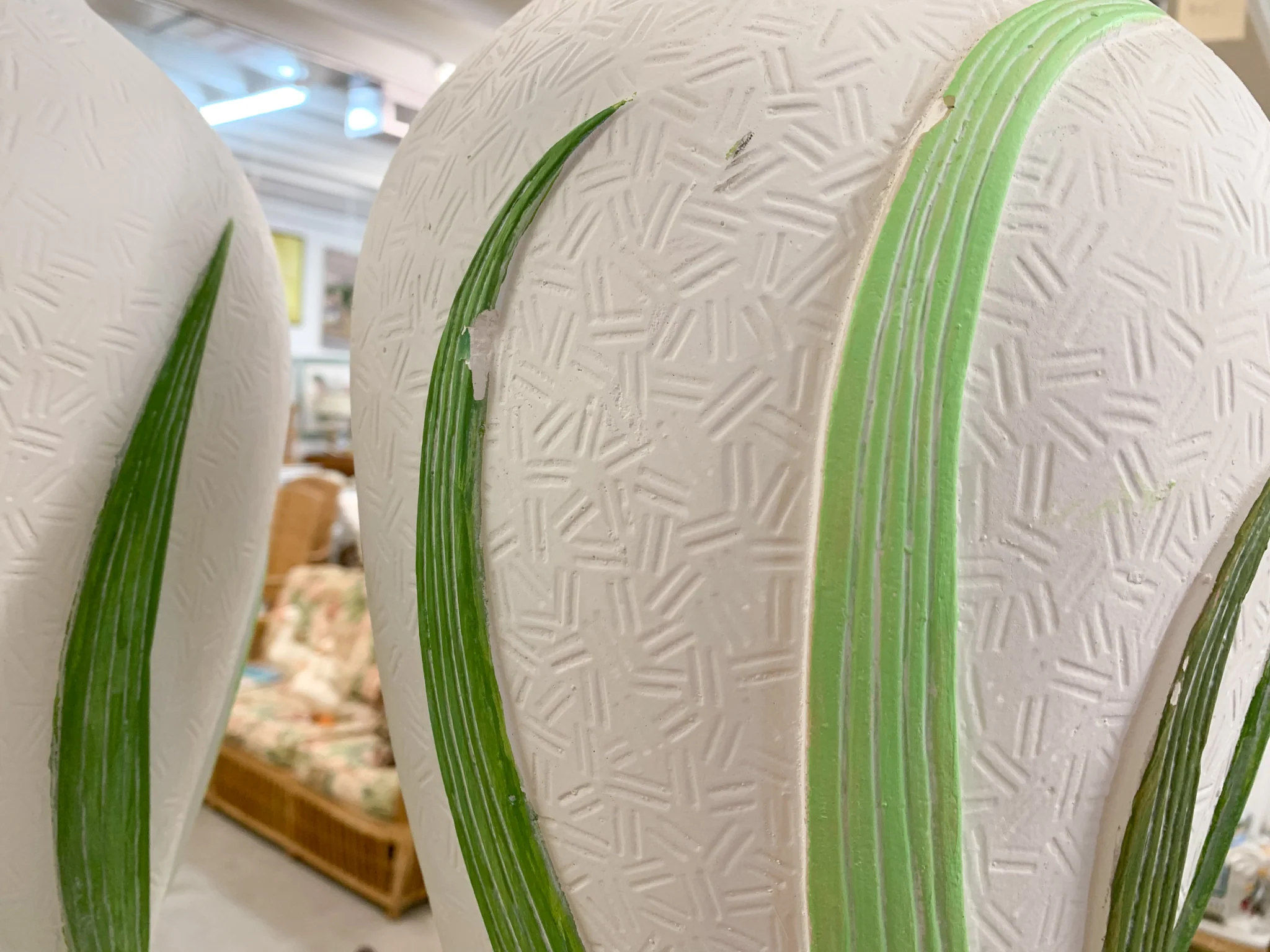 Pair of Plaster Palm Frond Lamps - Image 3