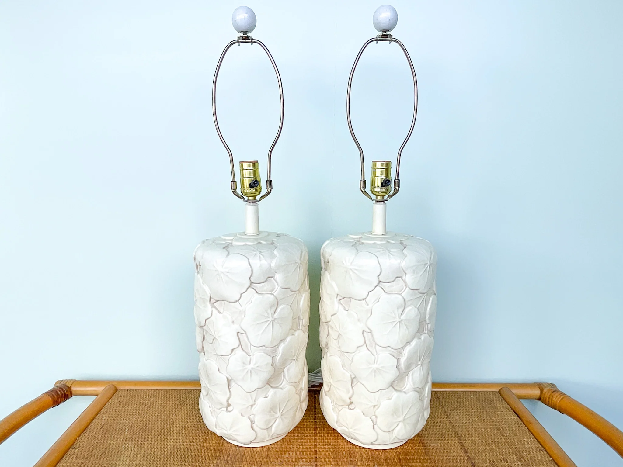 Pair of Plaster Seagrape Lamps