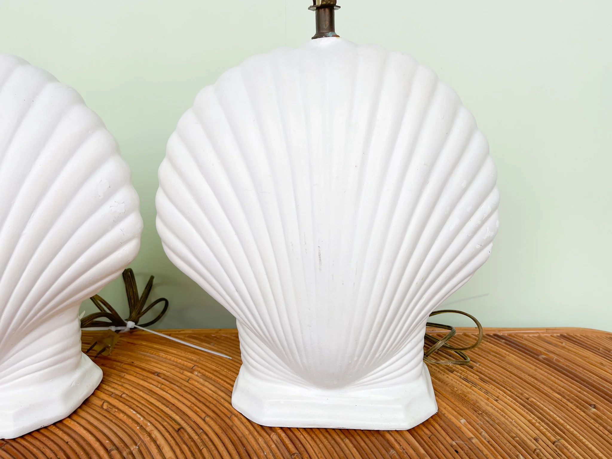 Pair of Plaster Clam Shell Lamps - Image 5