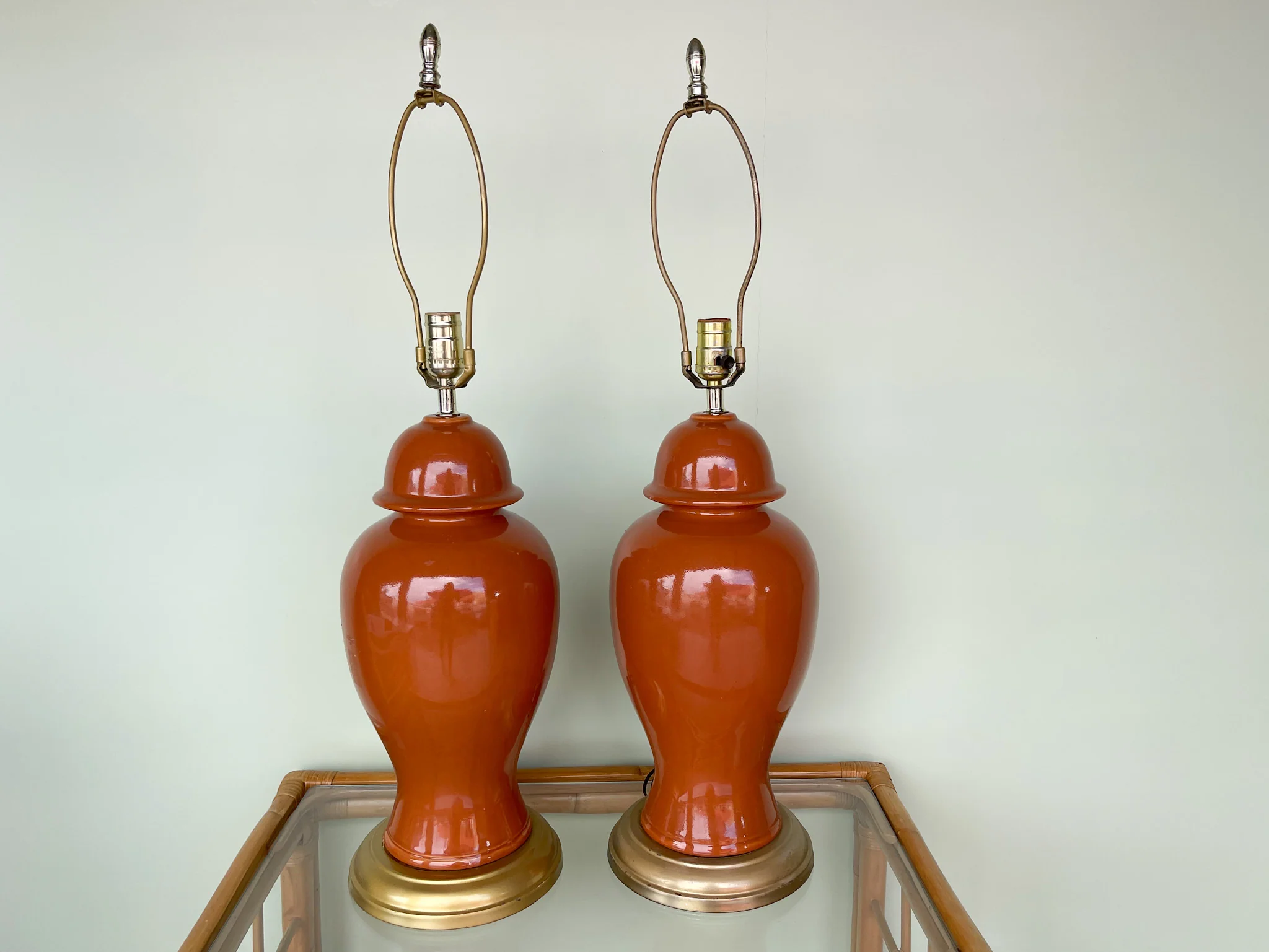 Pair of Ceramic Pumpkin Spice Ginger Jar Lamps - Image 2