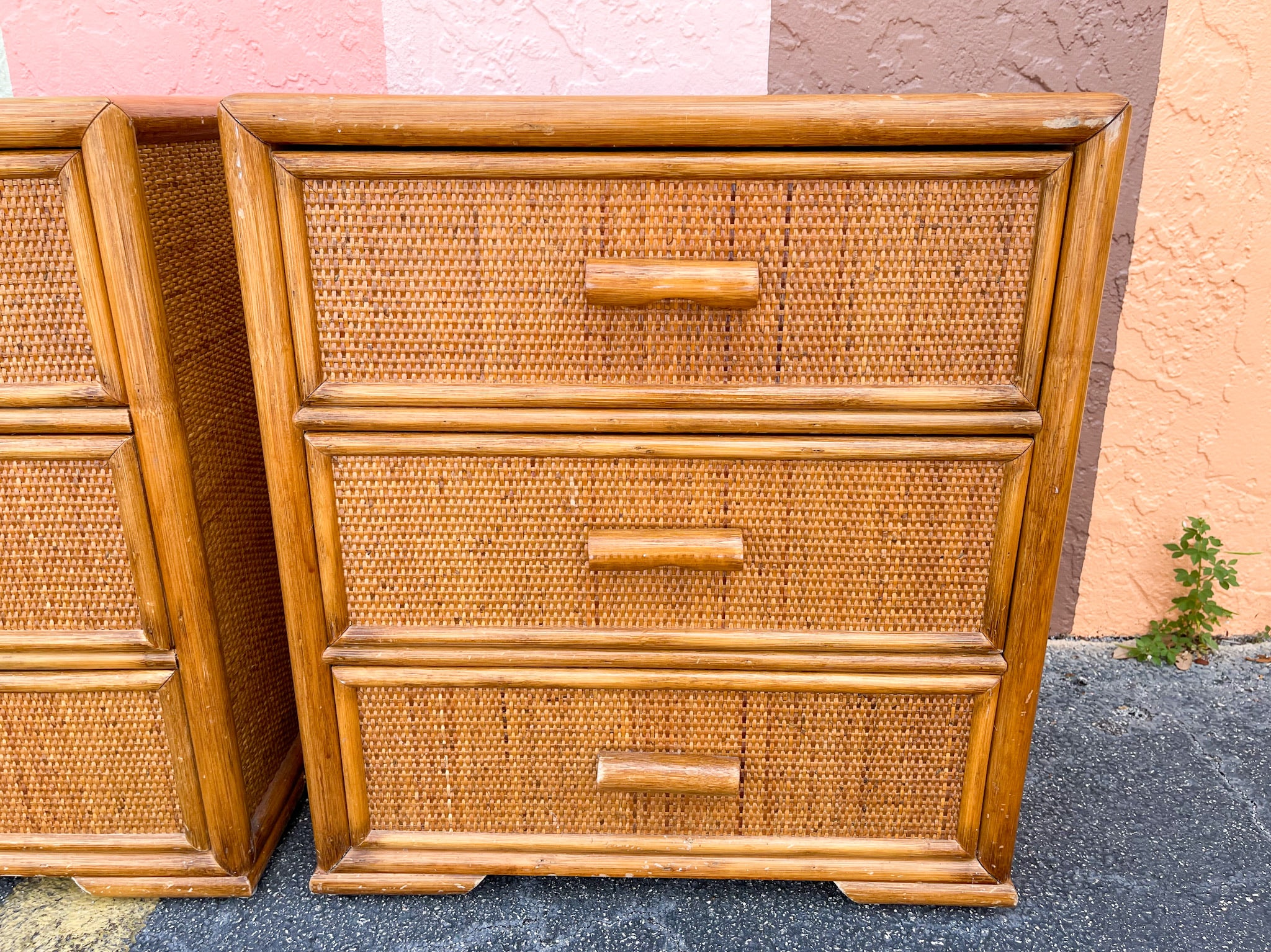 Pair of Rattan and Seagrass Nightstands - Image 5