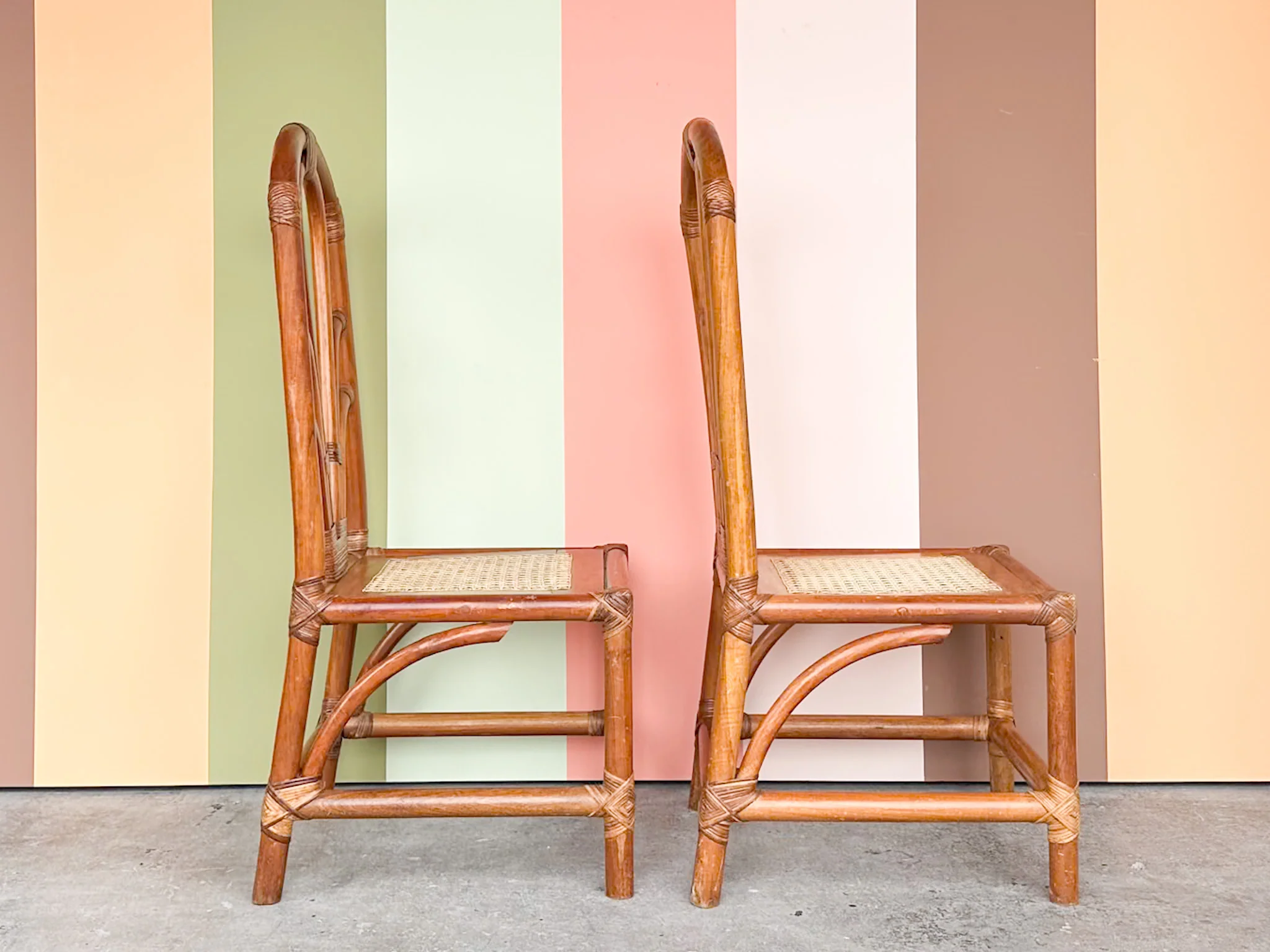 Pair of Rattan and Cane Side Chairs - Image 10