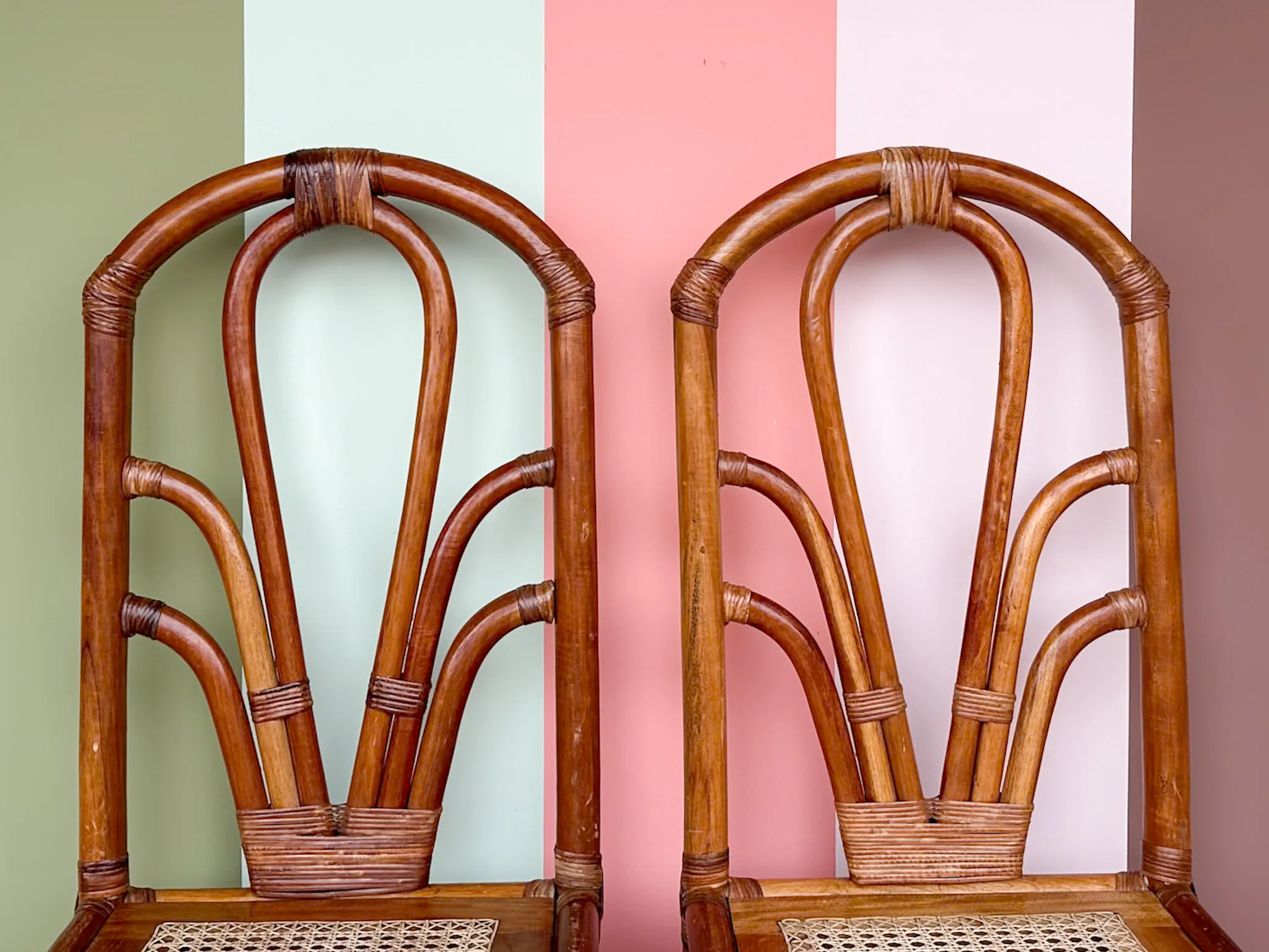 Pair of Rattan and Cane Side Chairs - Image 2