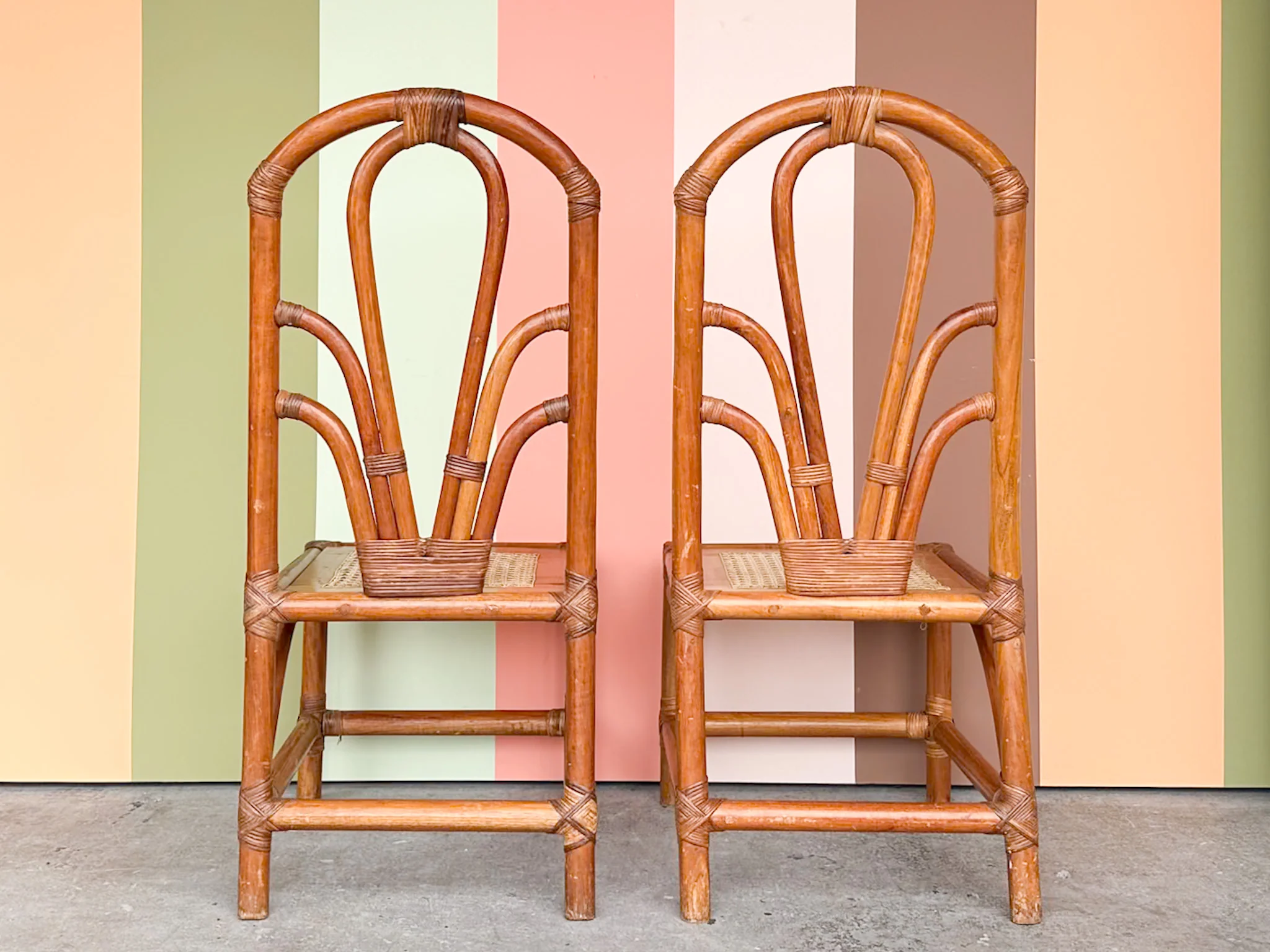 Pair of Rattan and Cane Side Chairs - Image 9