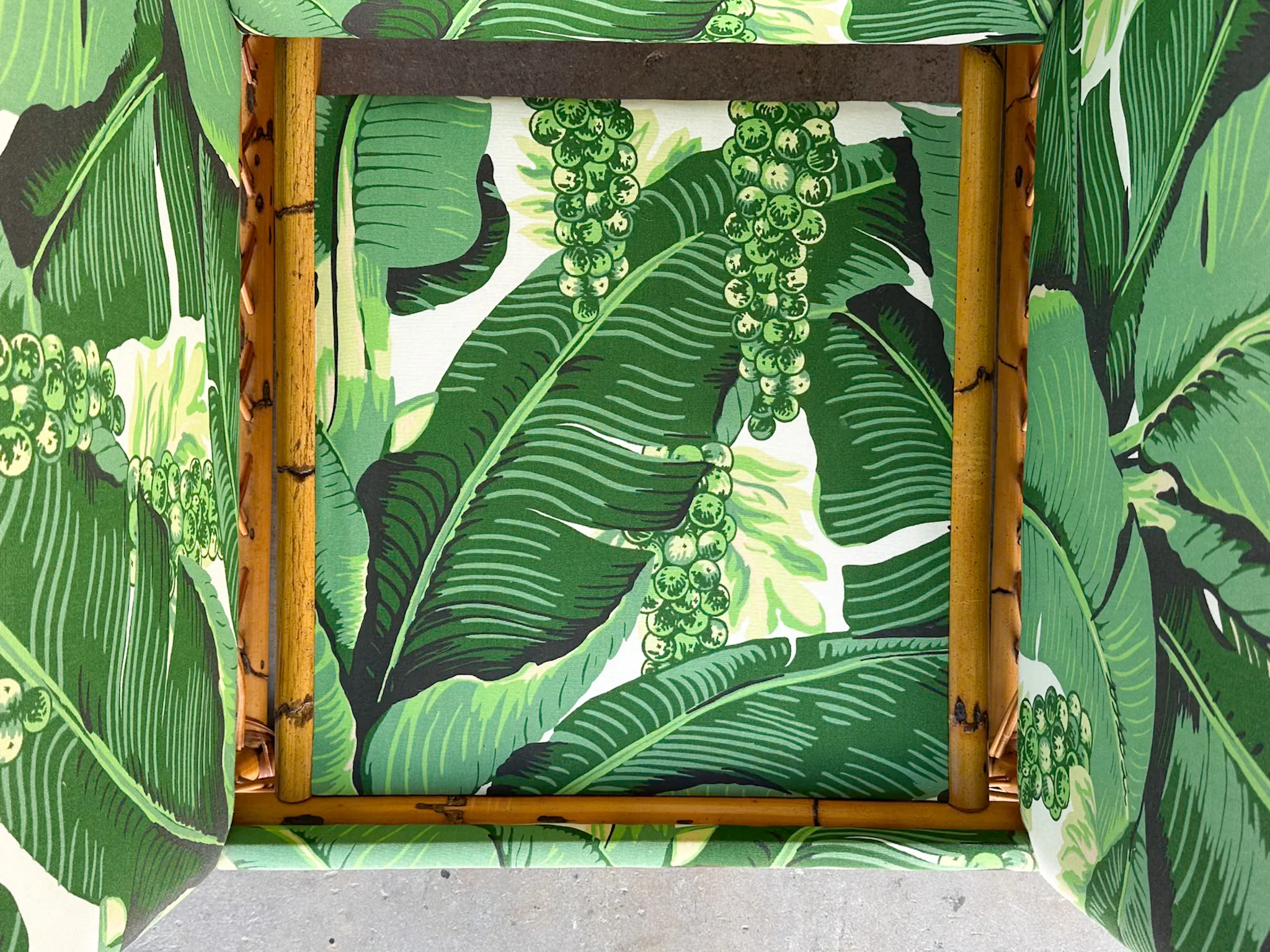 Pair of Rattan and Upholstered Palm Print Club Chairs - Image 16