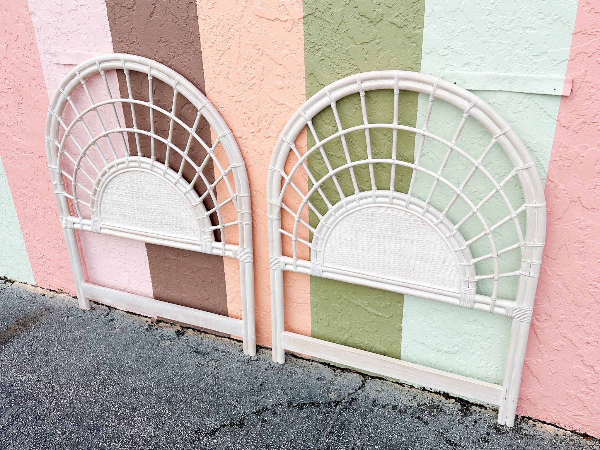 Pair of Rattan Arch Twin Headboards - Image 3