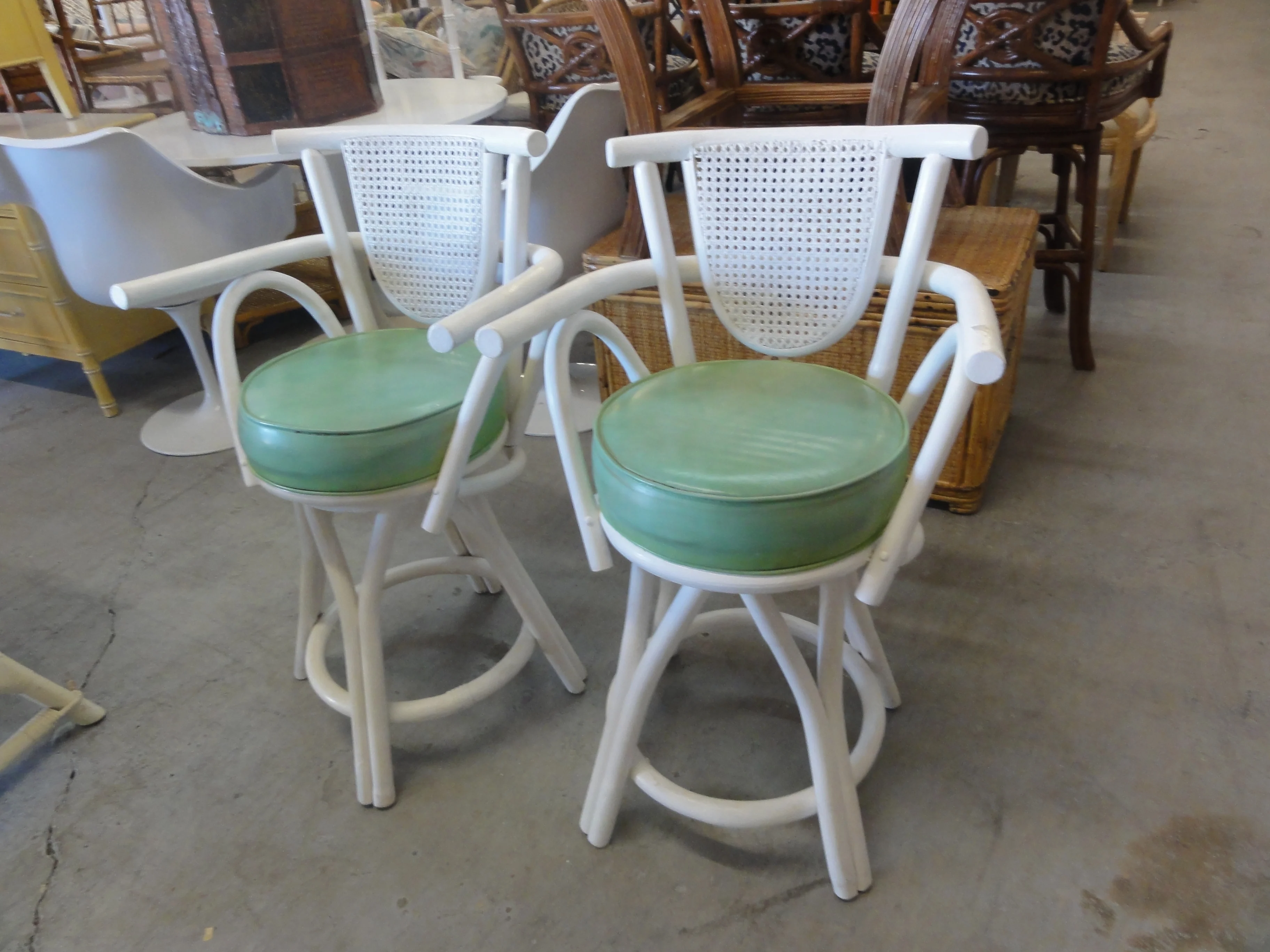 Pair of Rattan & Cane Bar Stools - Image 3
