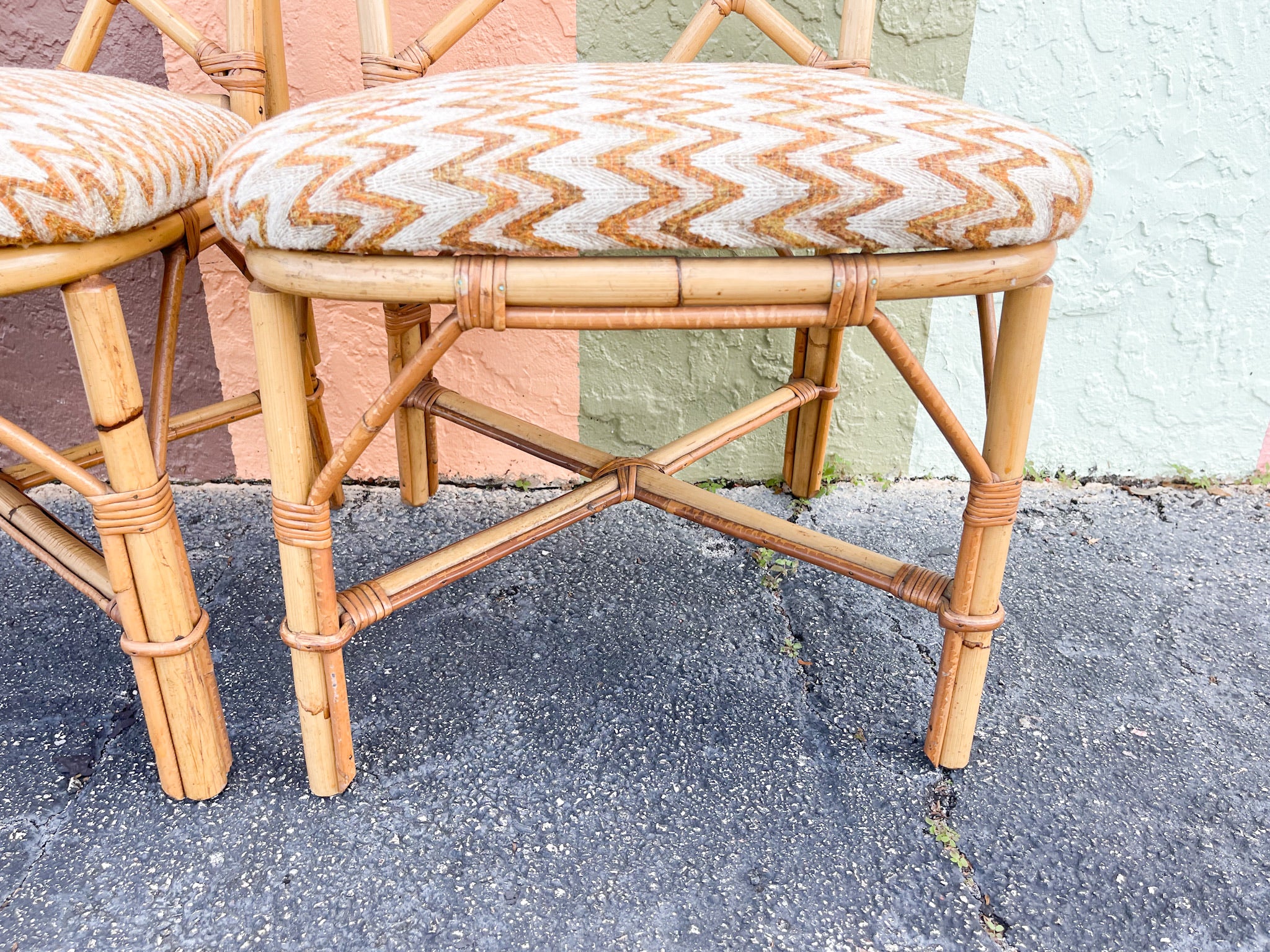 Pair of Rattan Chippendale Side Chairs - Image 5