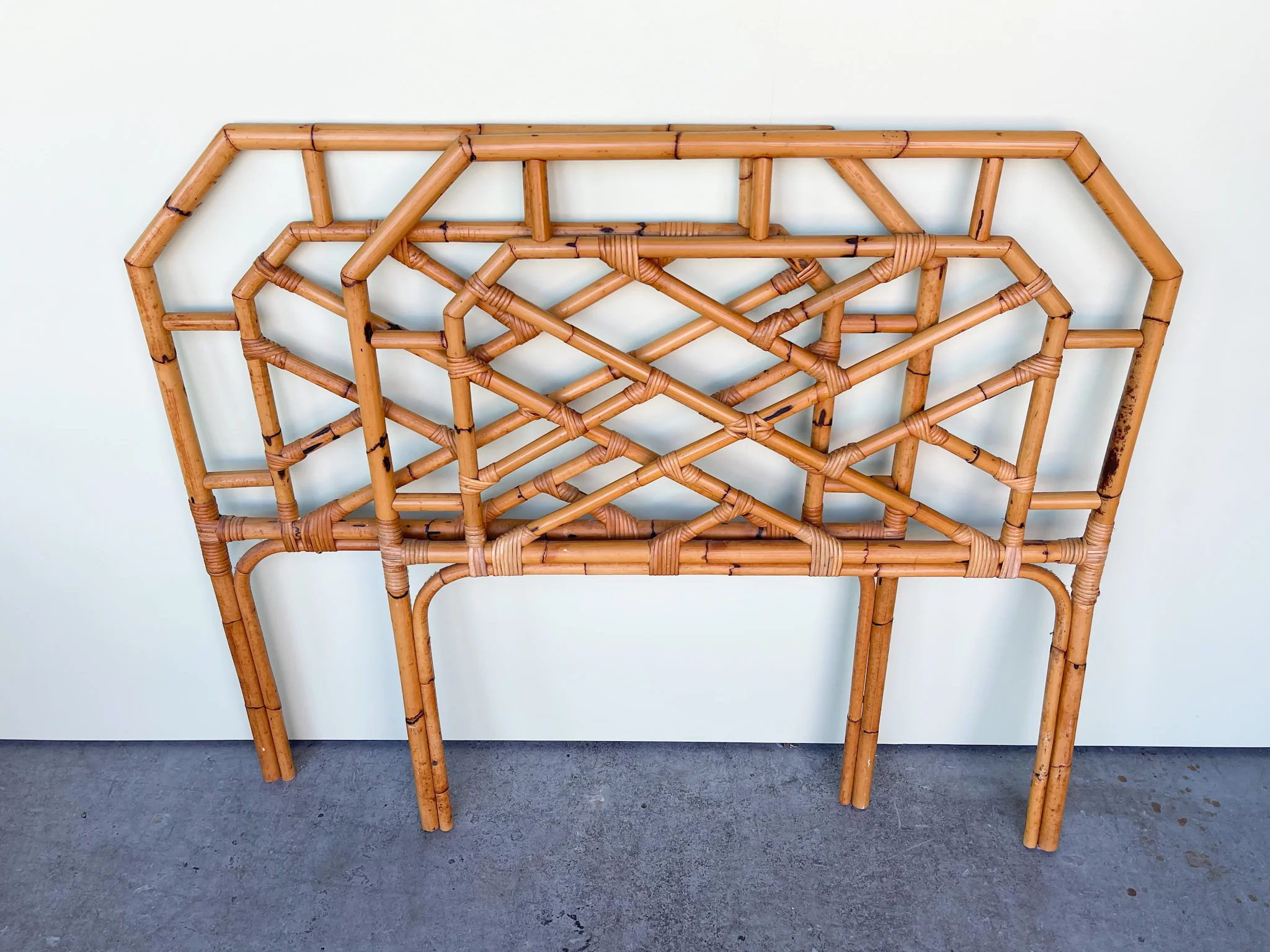Pair of Rattan Chippendale Twin Headboards - Image 2