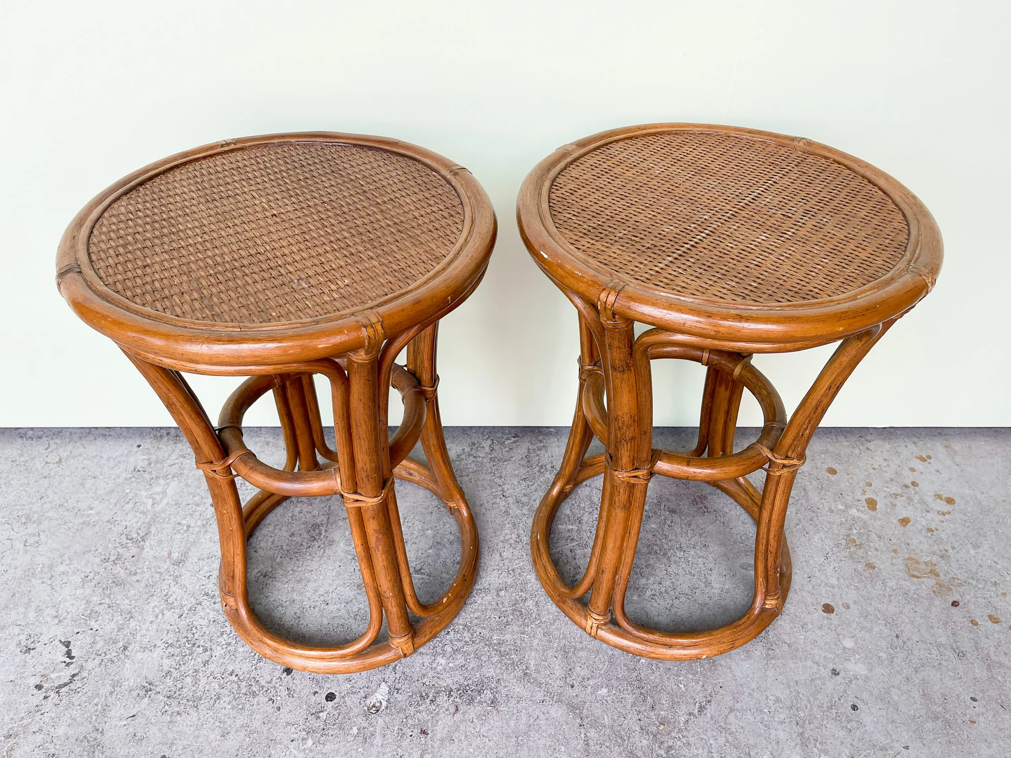 Pair of Rattan Cocktail Tables - Image 3