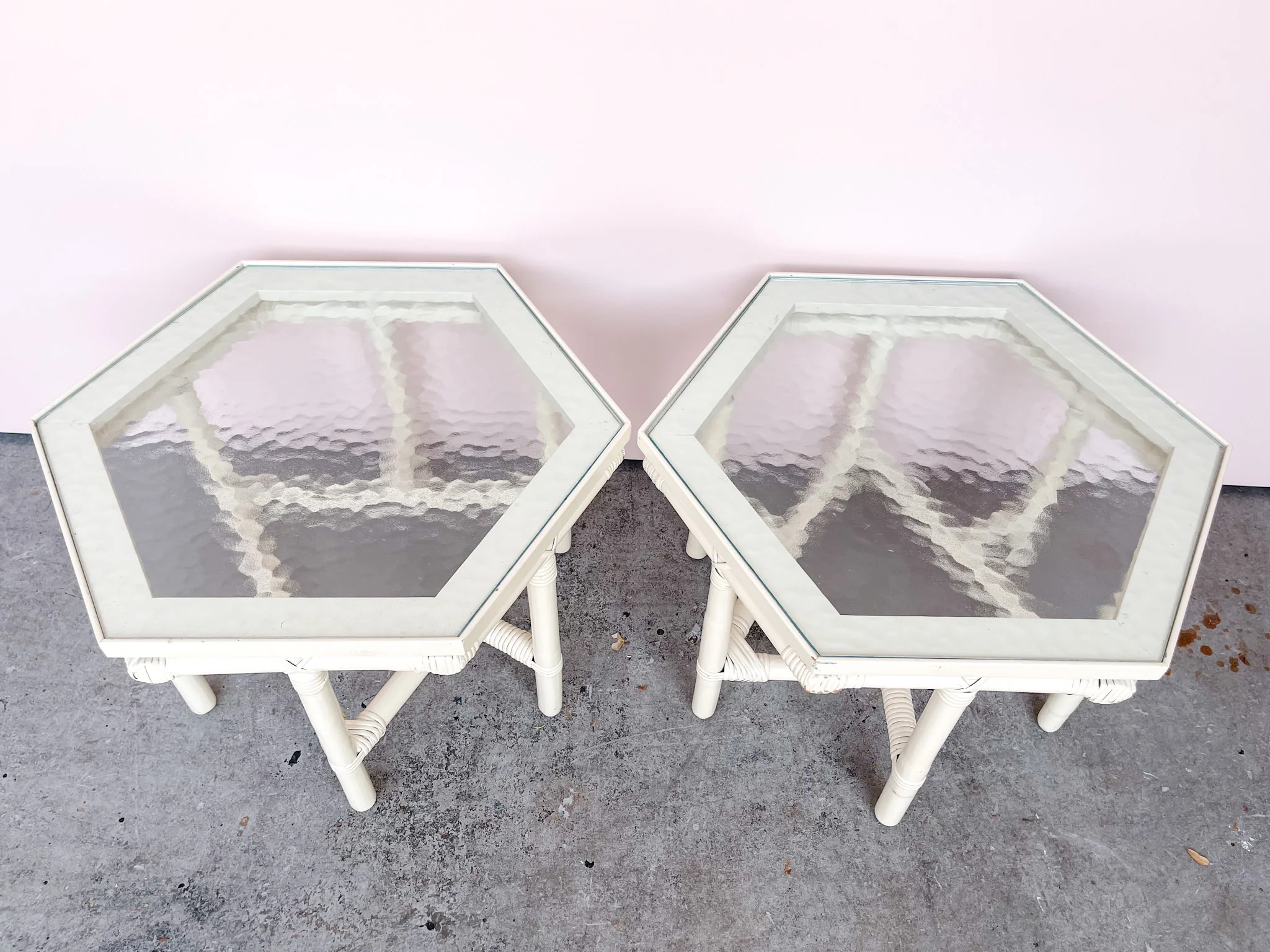 Pair of Rattan Ficks Reed Side Tables - Image 2