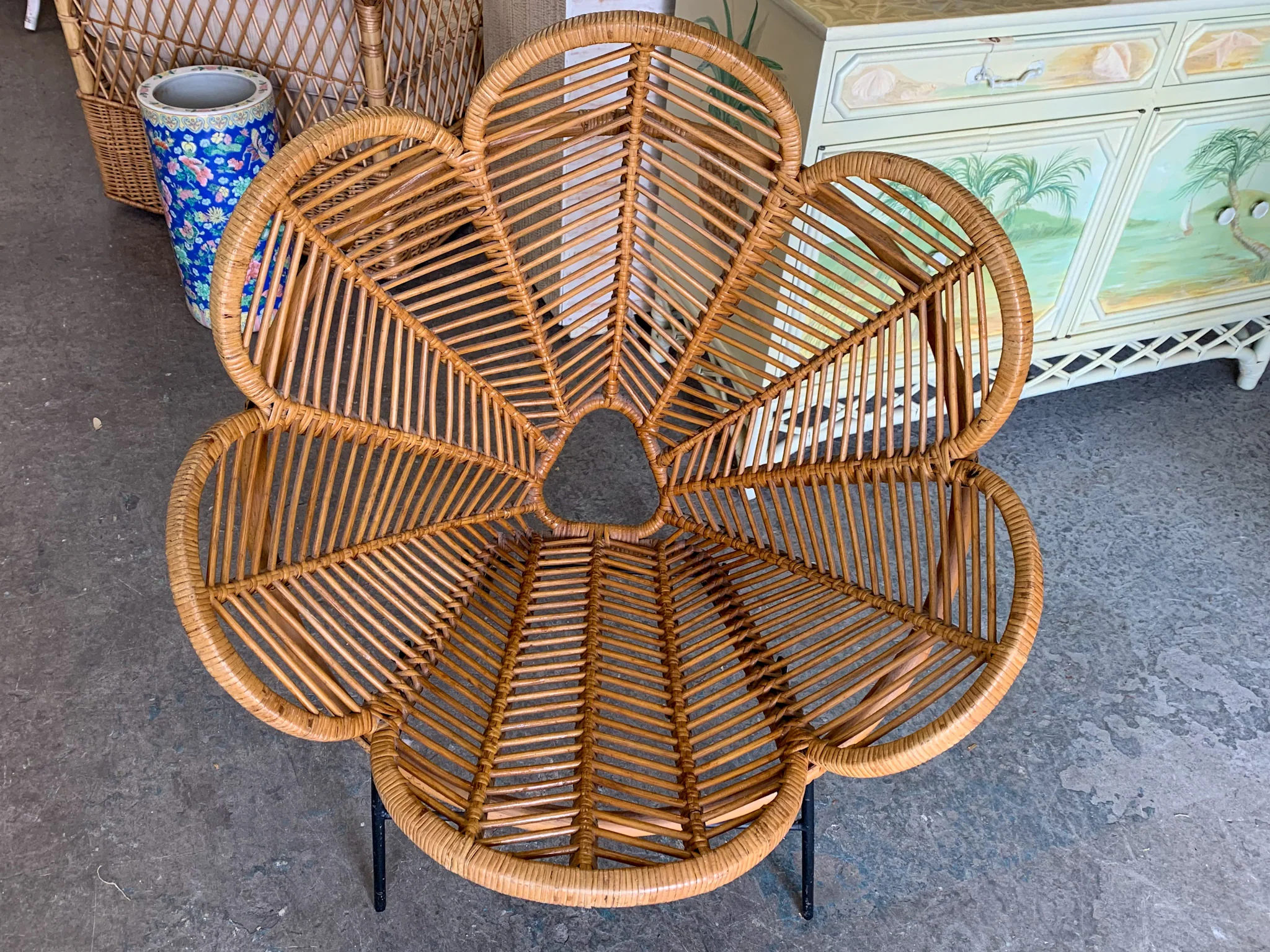 Pair of Rattan Flower Chairs - Image 2